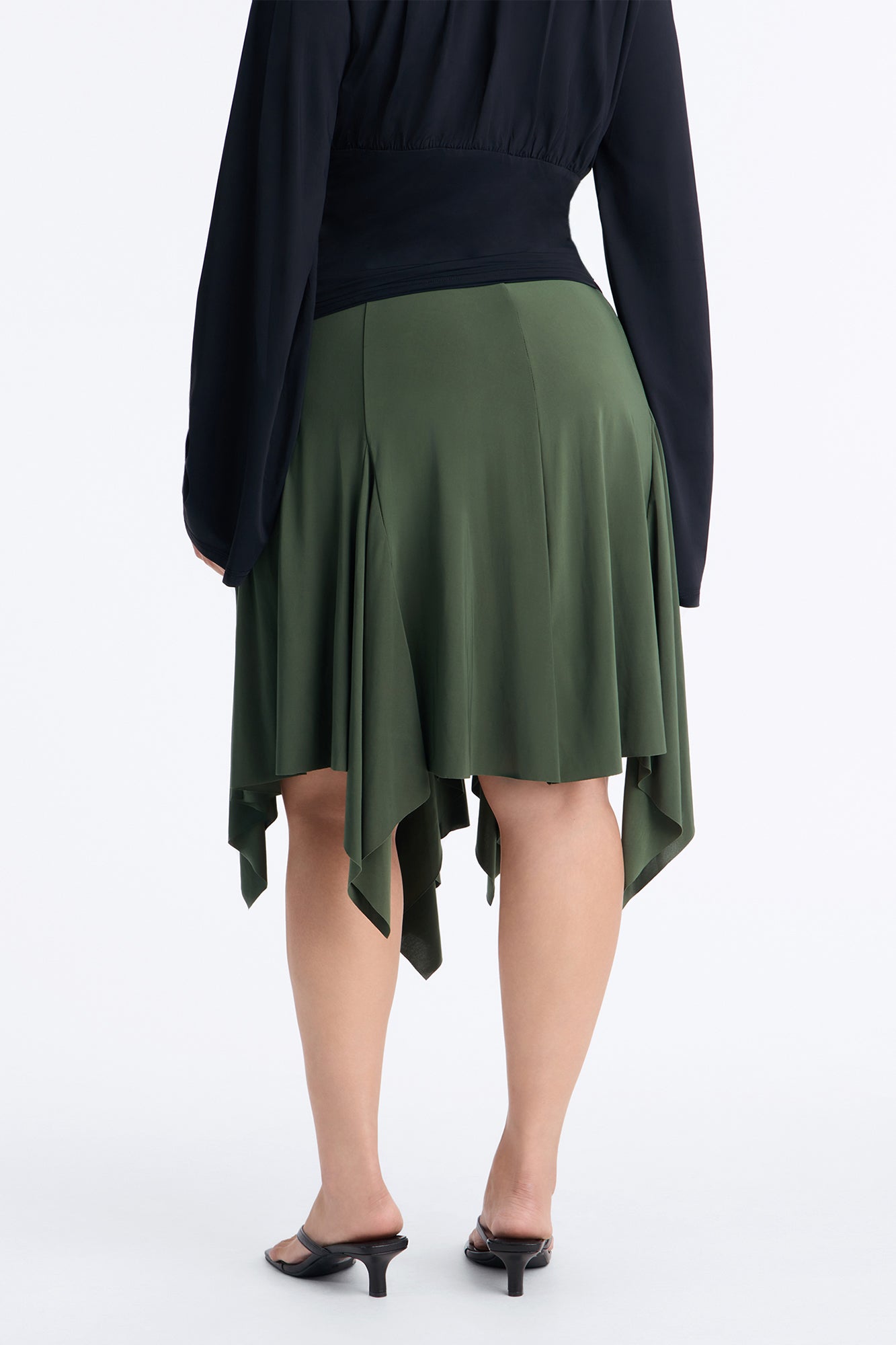 Mae Asymmetrical Midi Skirt - Green