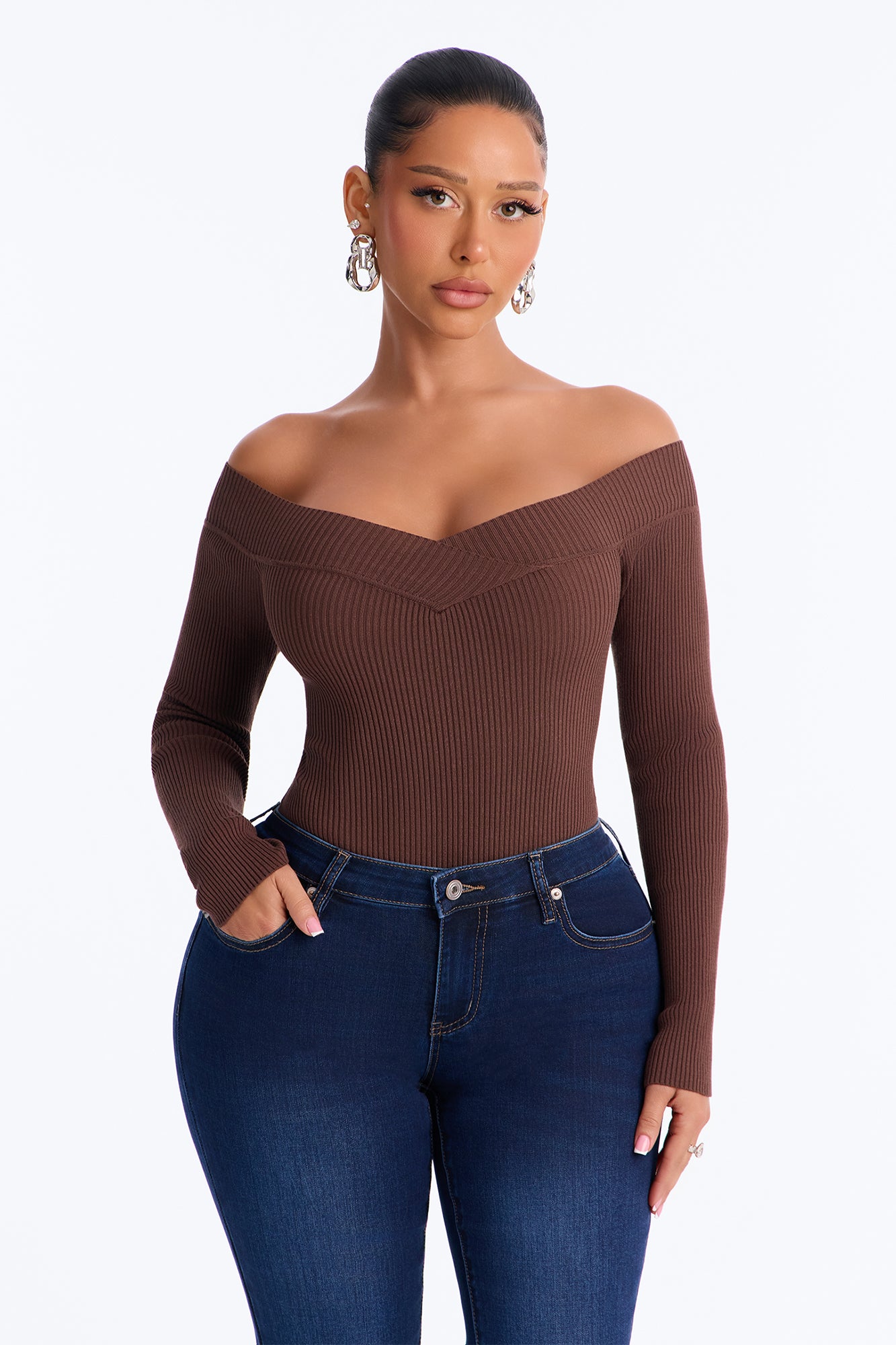 Sam Sweater Bodysuit - Chocolate