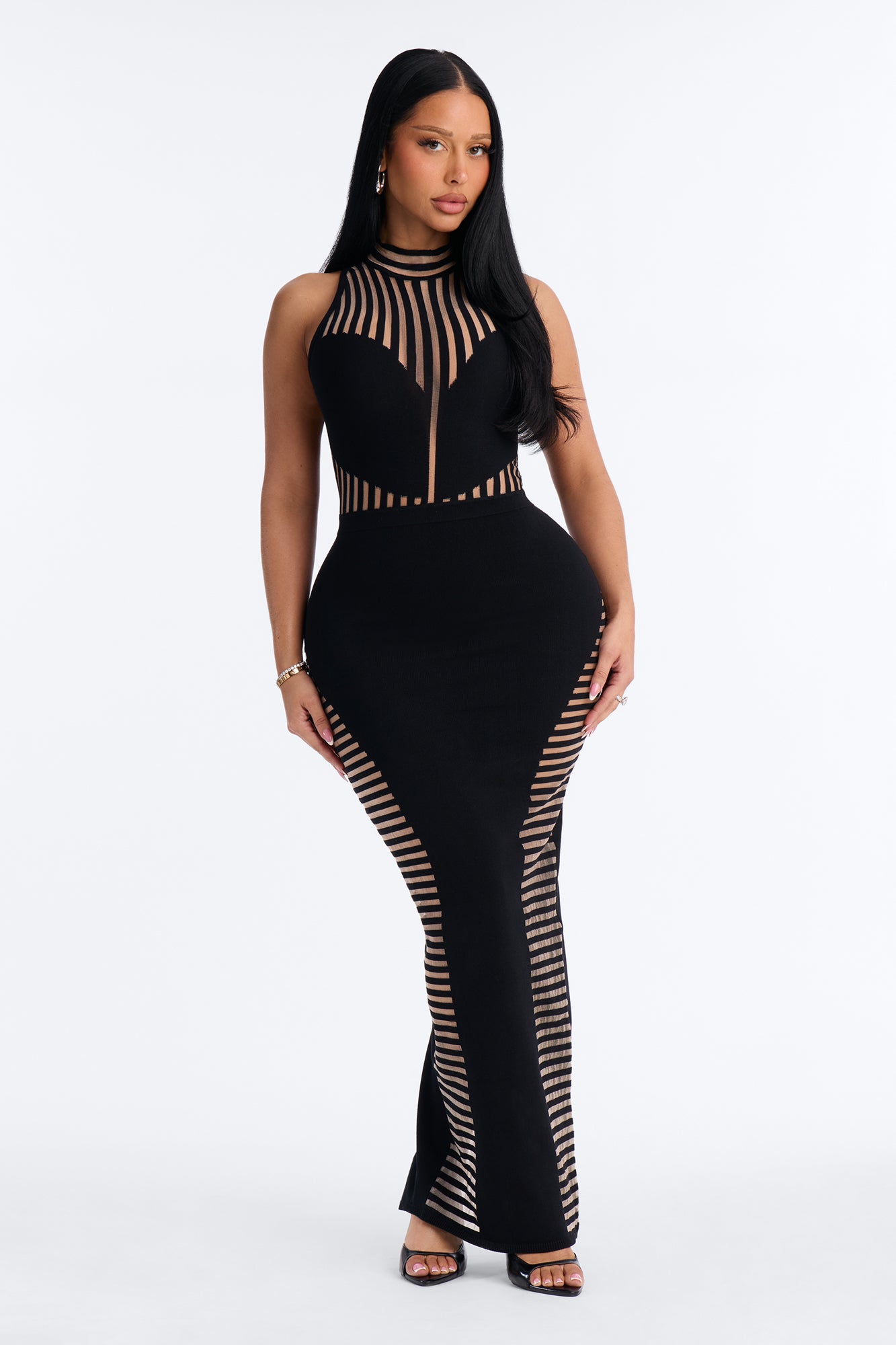 Keep Me Guessing Sheer Maxi Dress - Black