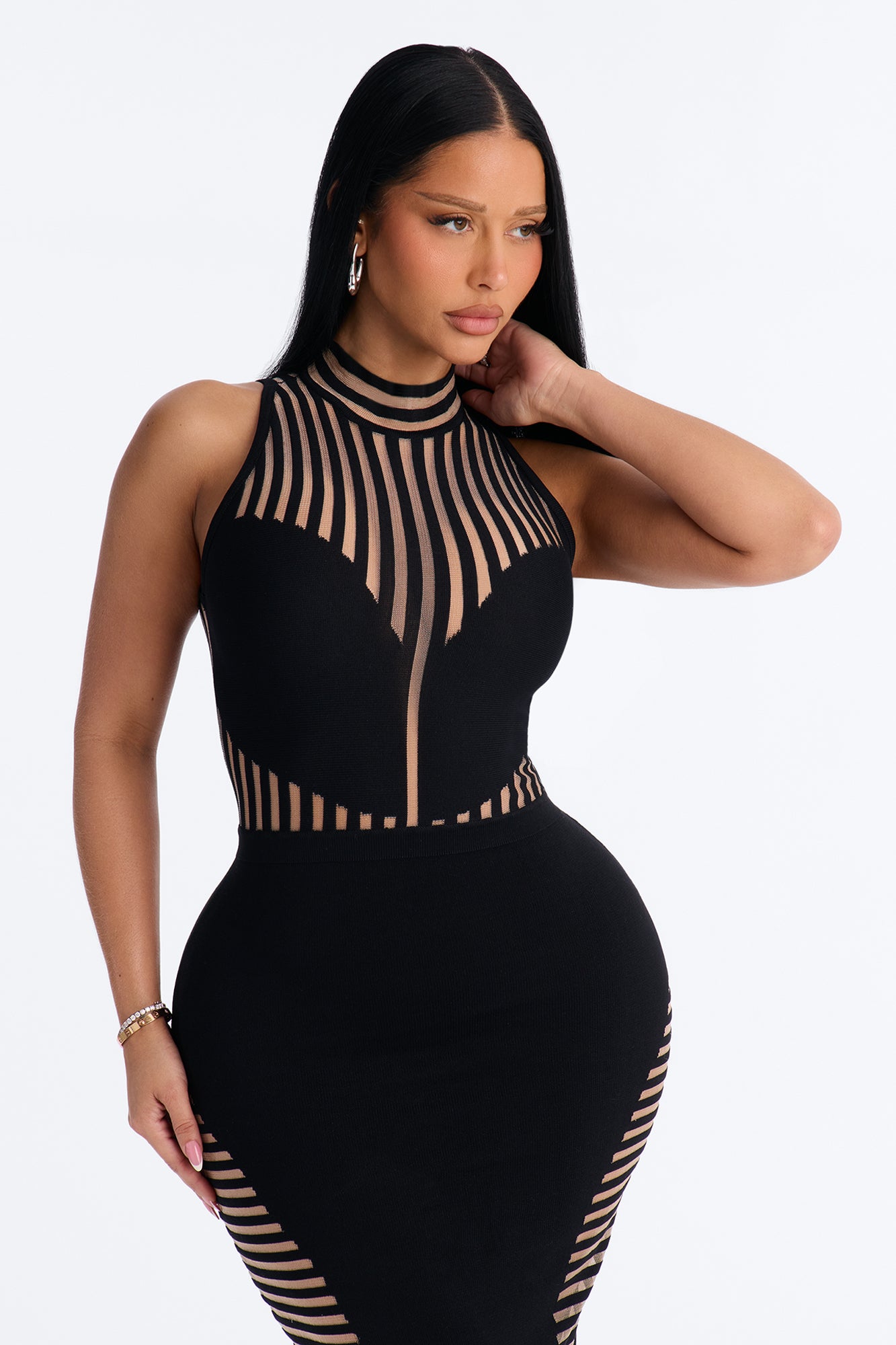 Keep Me Guessing Sheer Maxi Dress - Black