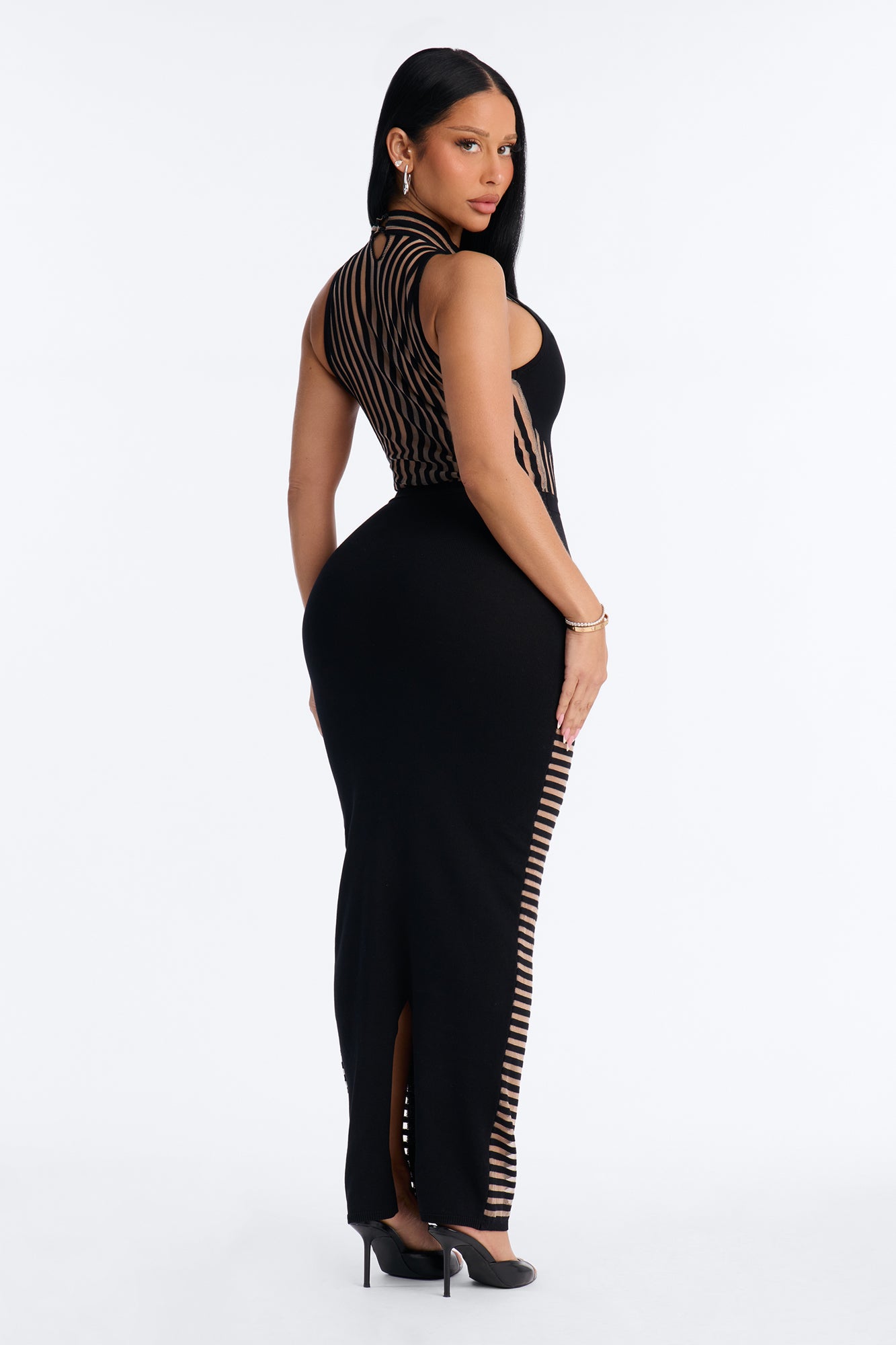 Keep Me Guessing Sheer Maxi Dress - Black