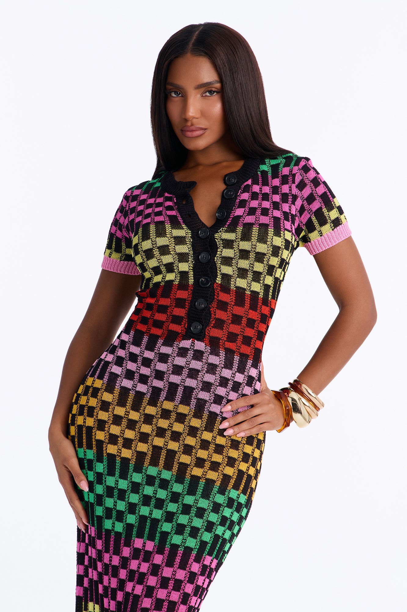 Rosie Striped Sweater Maxi Dress - Black/combo