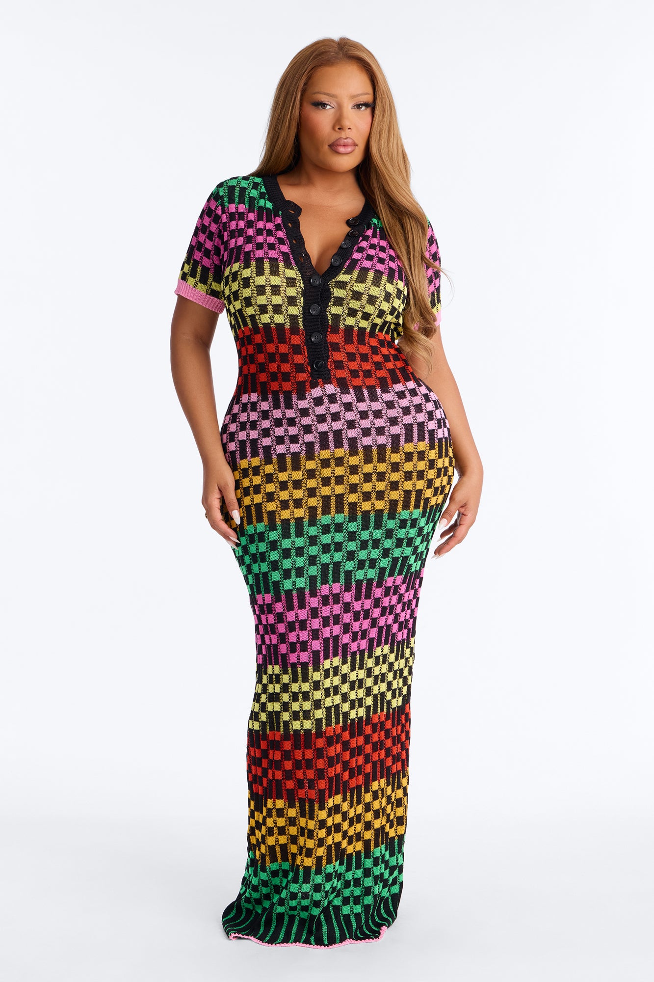 Rosie Striped Sweater Maxi Dress - Black/combo