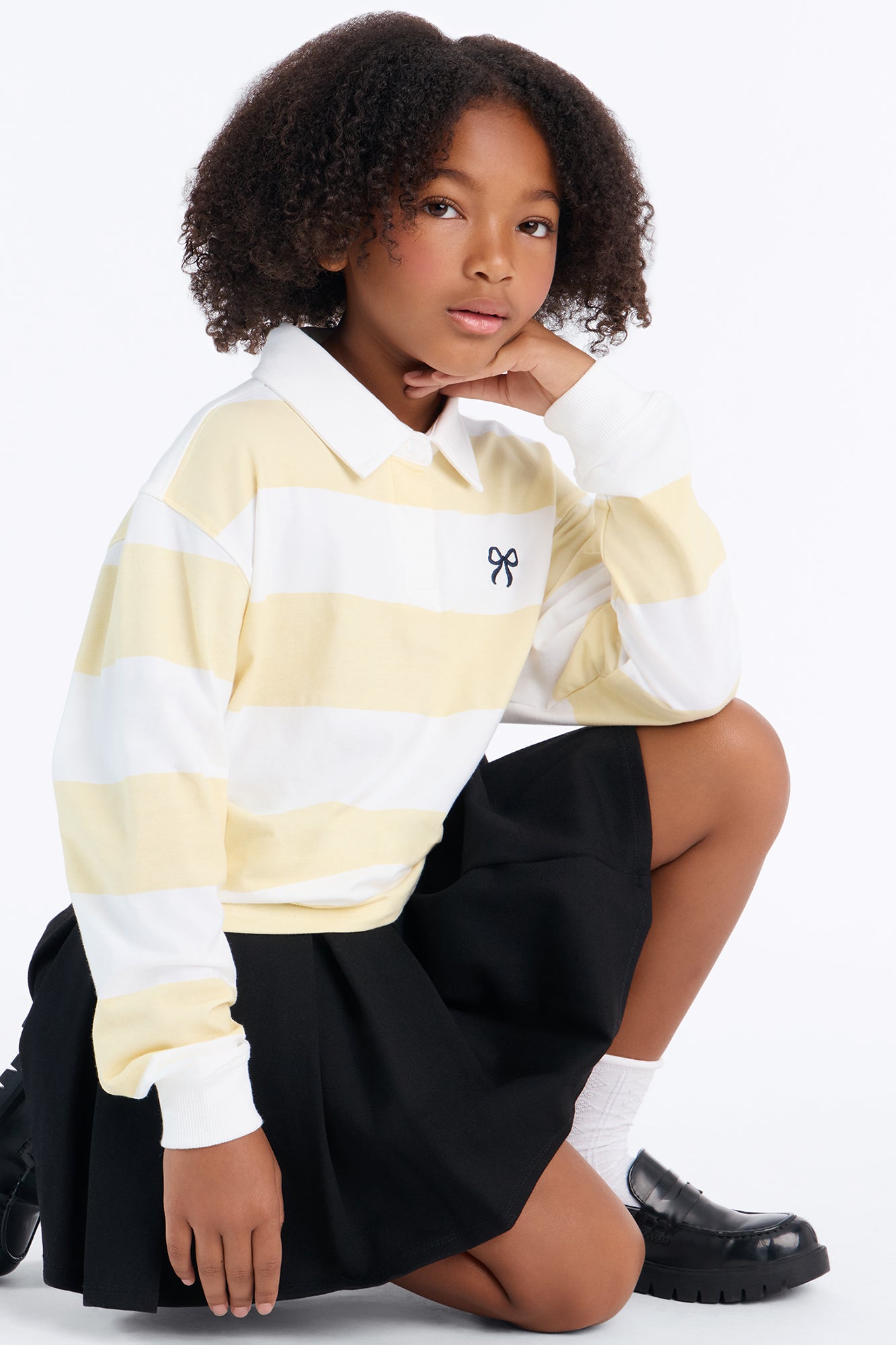 Mini Be Kind Long Sleeve Polo - Yellow/combo