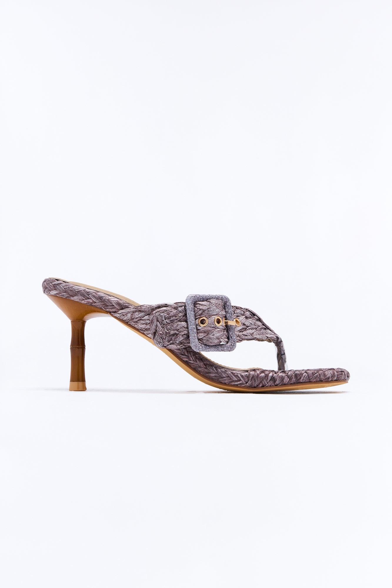 Sivir Raffia Thong Kitten Heels - Chocolate