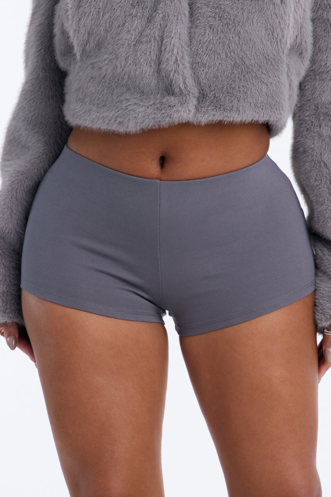 Perfect Going Out Low Rise Ponte Micro Short - Charcoal