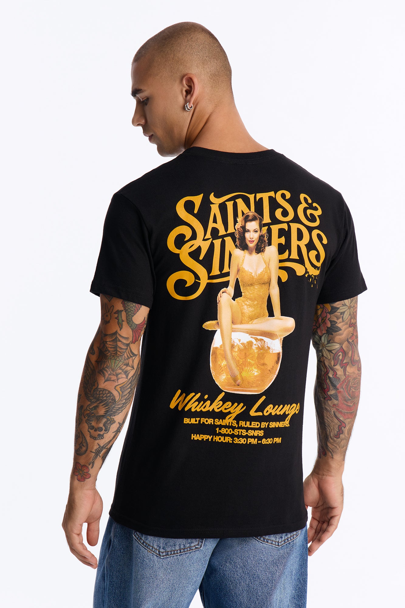 Saints & Sinners Whiskey Lounge Short Sleeve Tee - Black