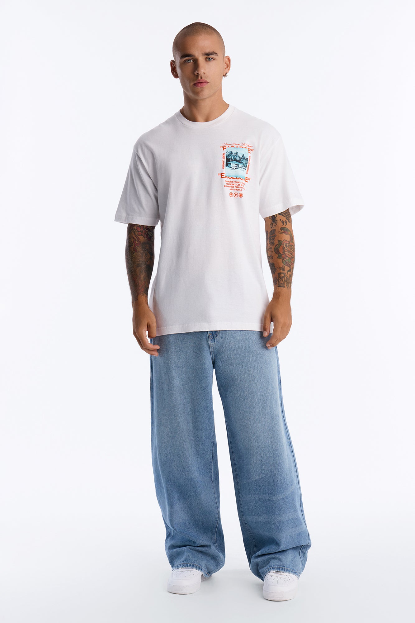 Private Paradise Found Oversized Short Sleeve Tee - White