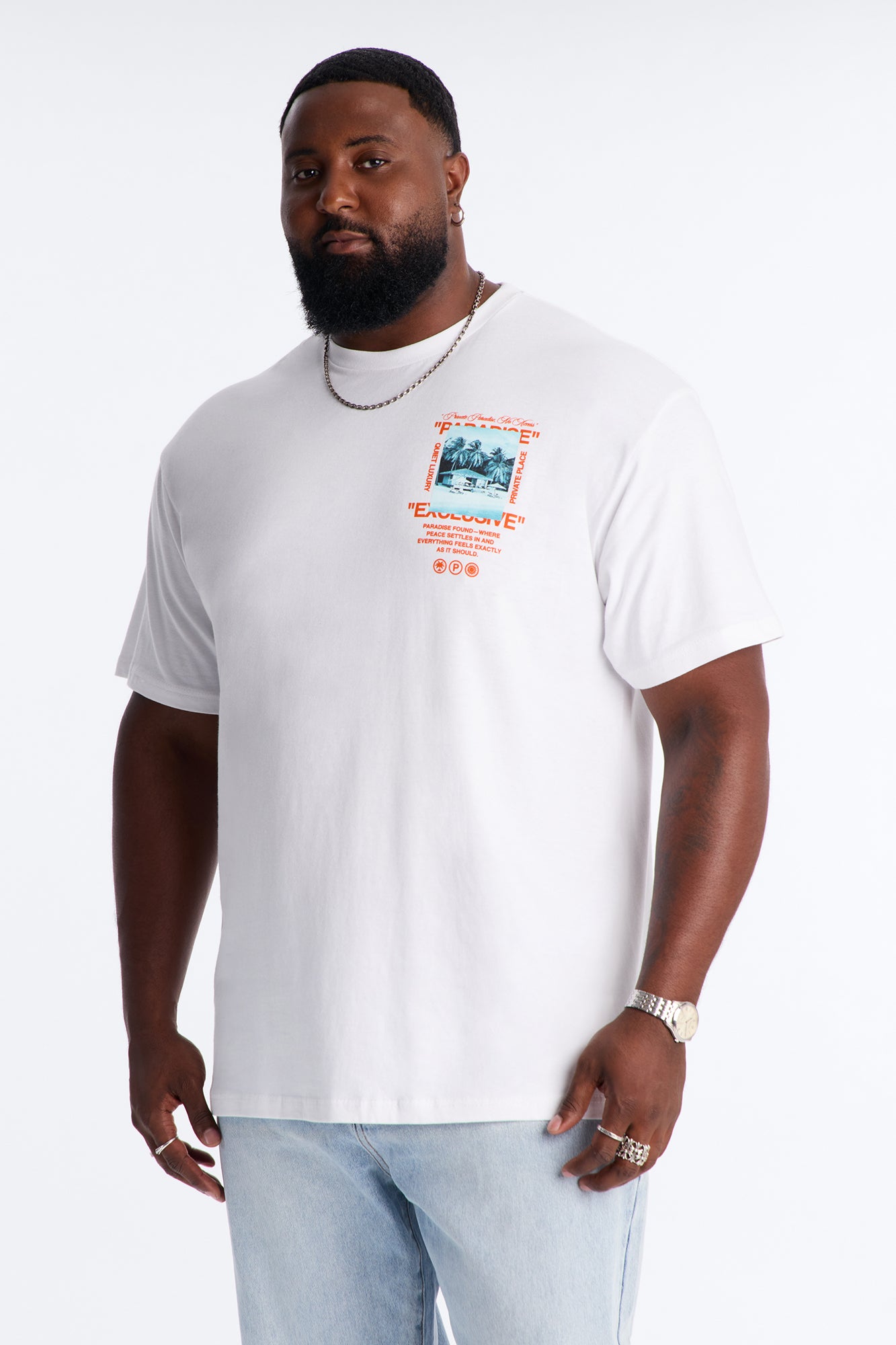 Private Paradise Found Oversized Short Sleeve Tee - White