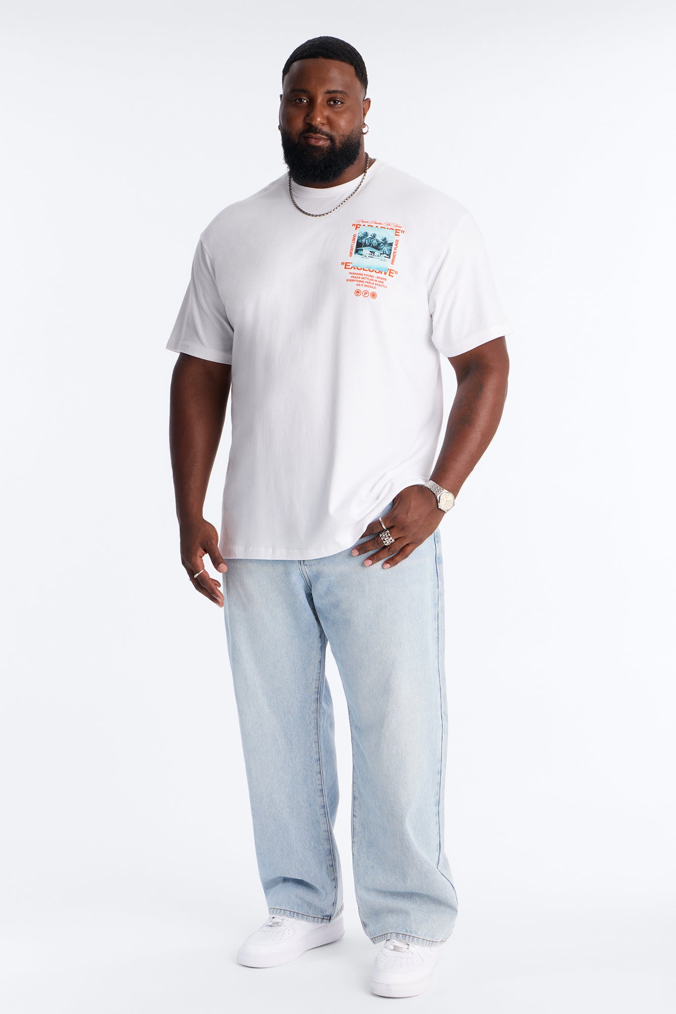 Private Paradise Found Oversized Short Sleeve Tee - White