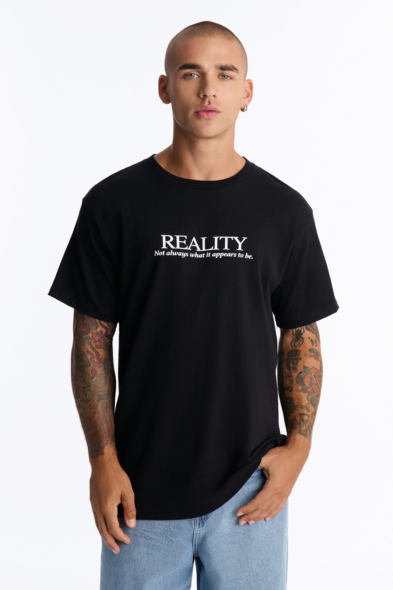 Not As It Appears Oversized Short Sleeve Tee - Black