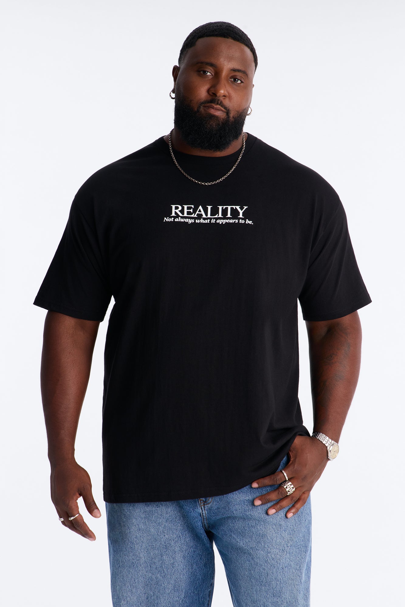 Not As It Appears Oversized Short Sleeve Tee - Black