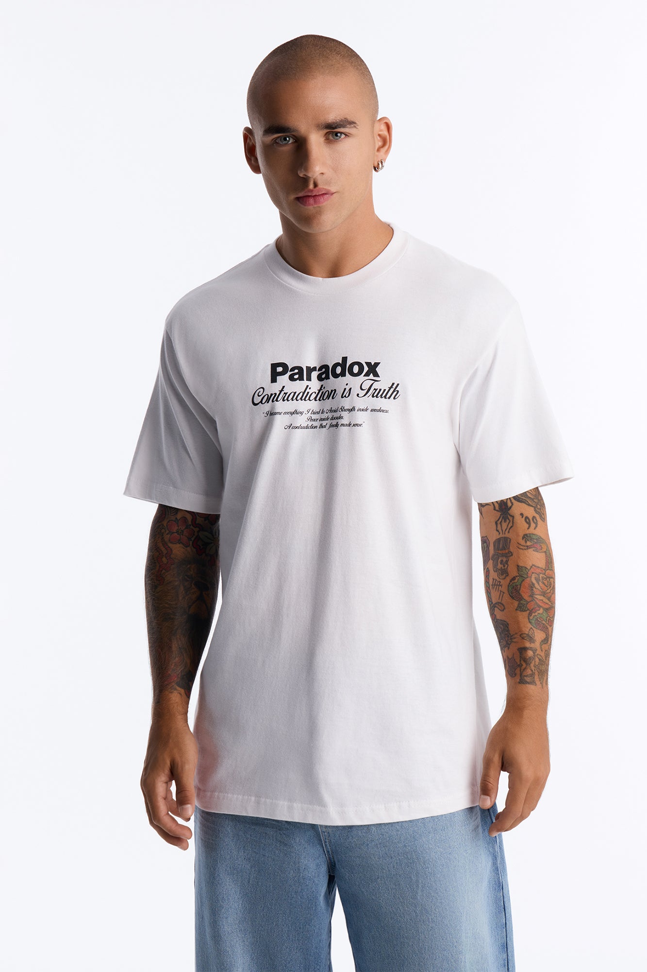 Paradox Contradiction Oversized Short Sleeve Tee - White