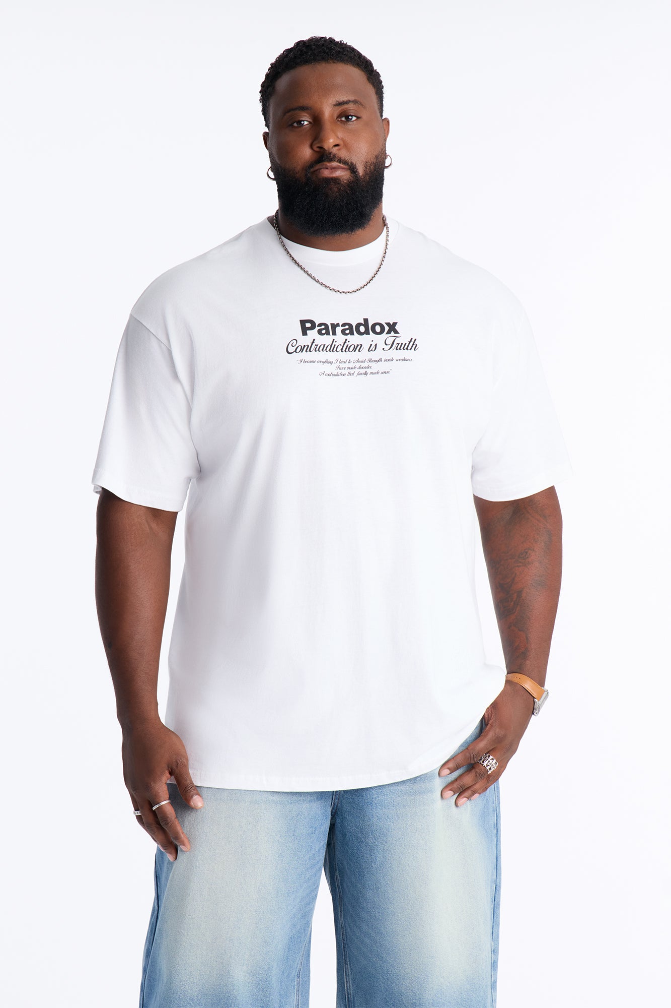 Paradox Contradiction Oversized Short Sleeve Tee - White