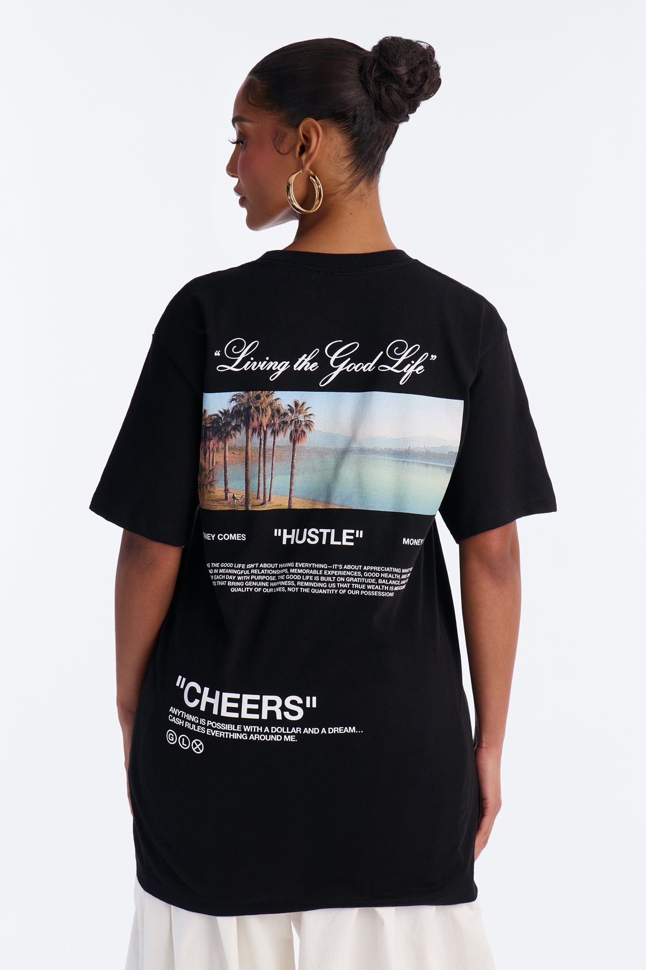 Living The Good Life Oversized Tee - Black