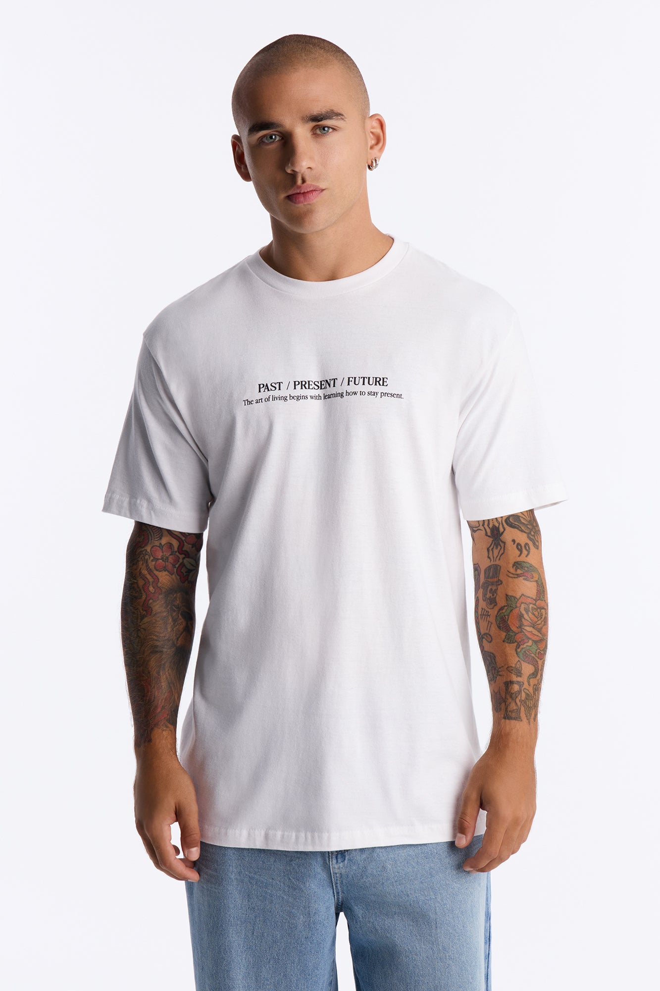 Past Present Future Oversized Short Sleeve Tee - White