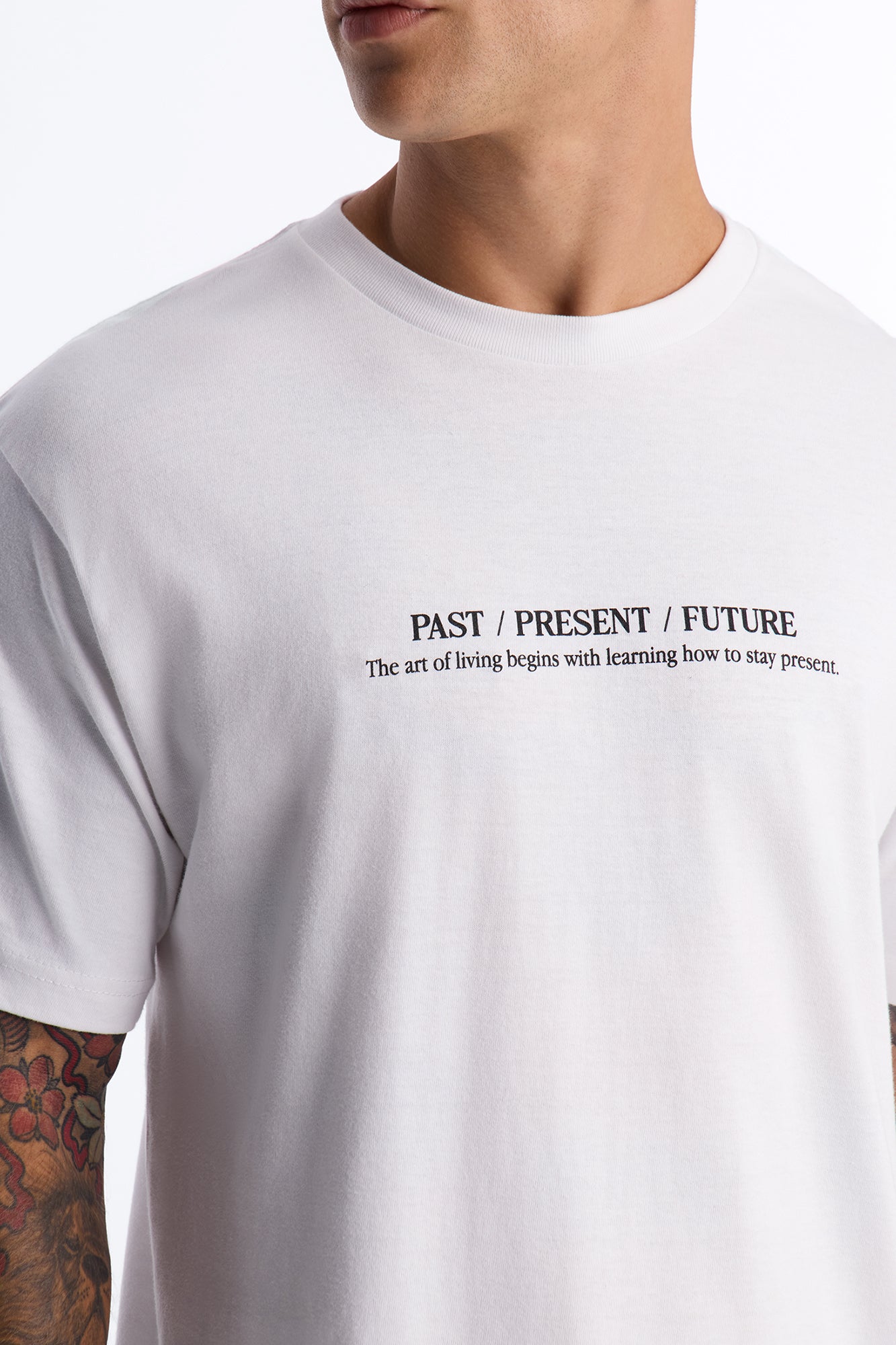 Past Present Future Oversized Short Sleeve Tee - White