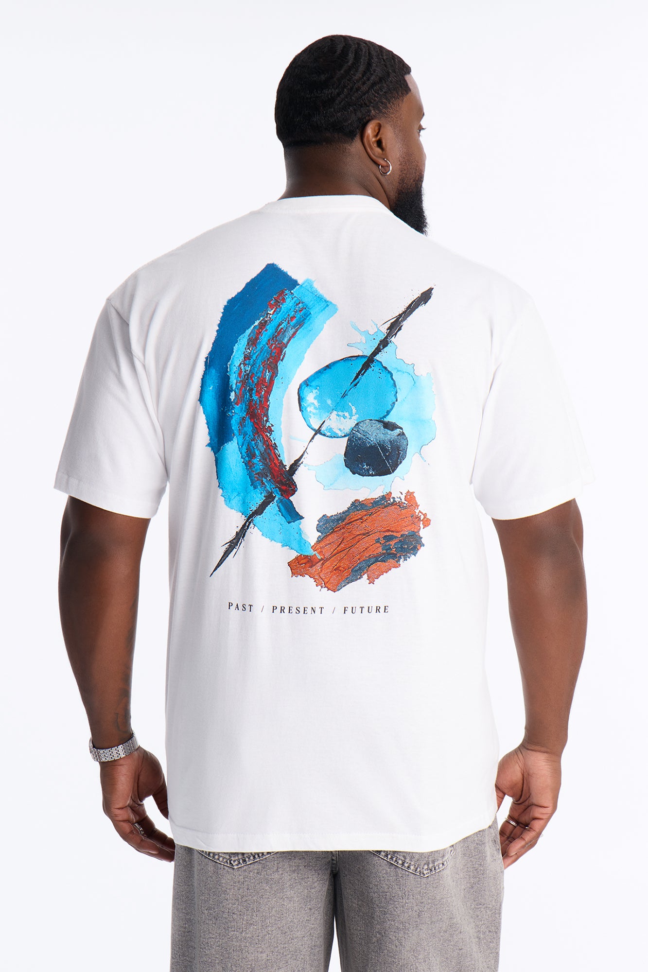 Past Present Future Oversized Short Sleeve Tee - White