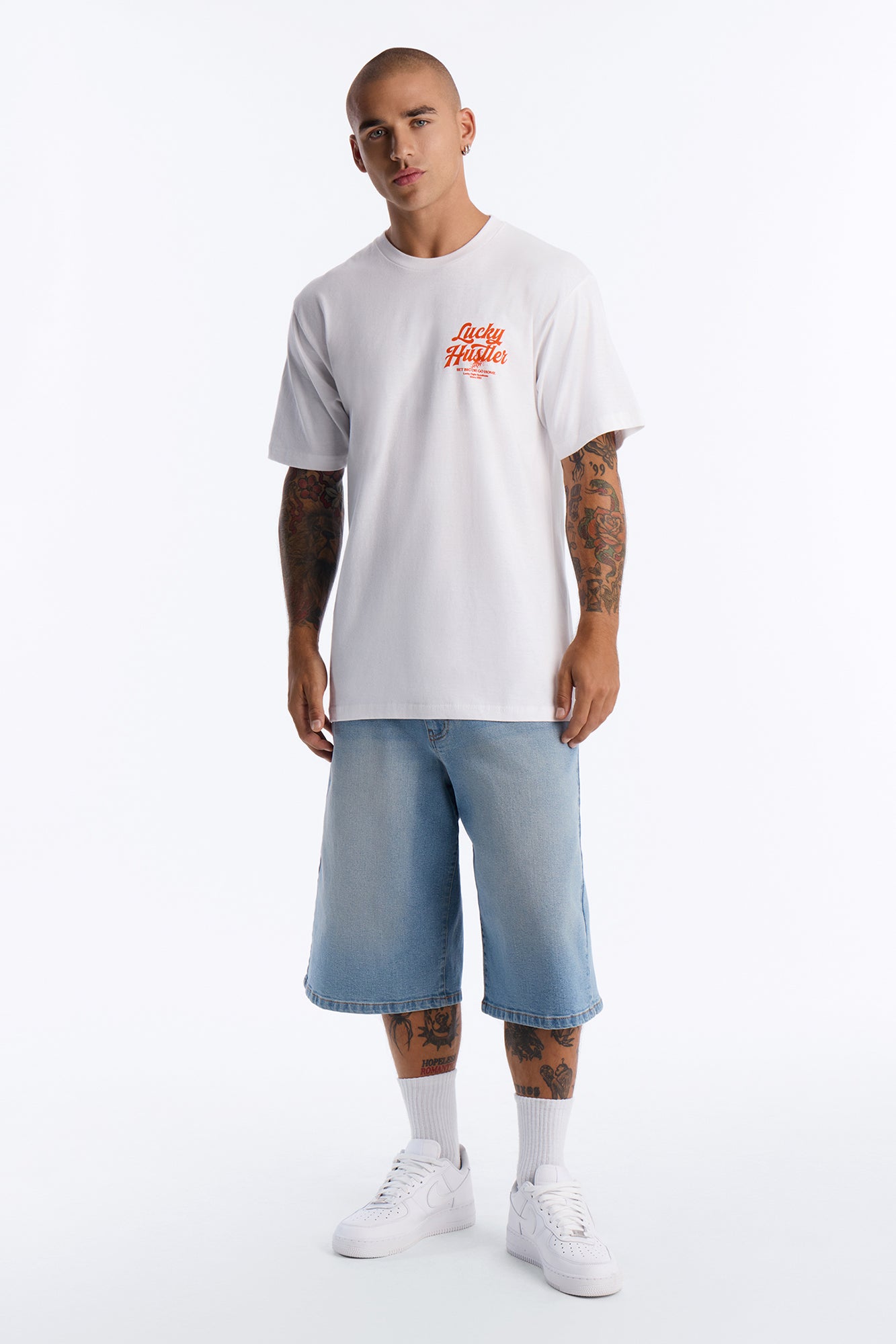 Lucky Hustler Oversized Short Sleeve Tee - White