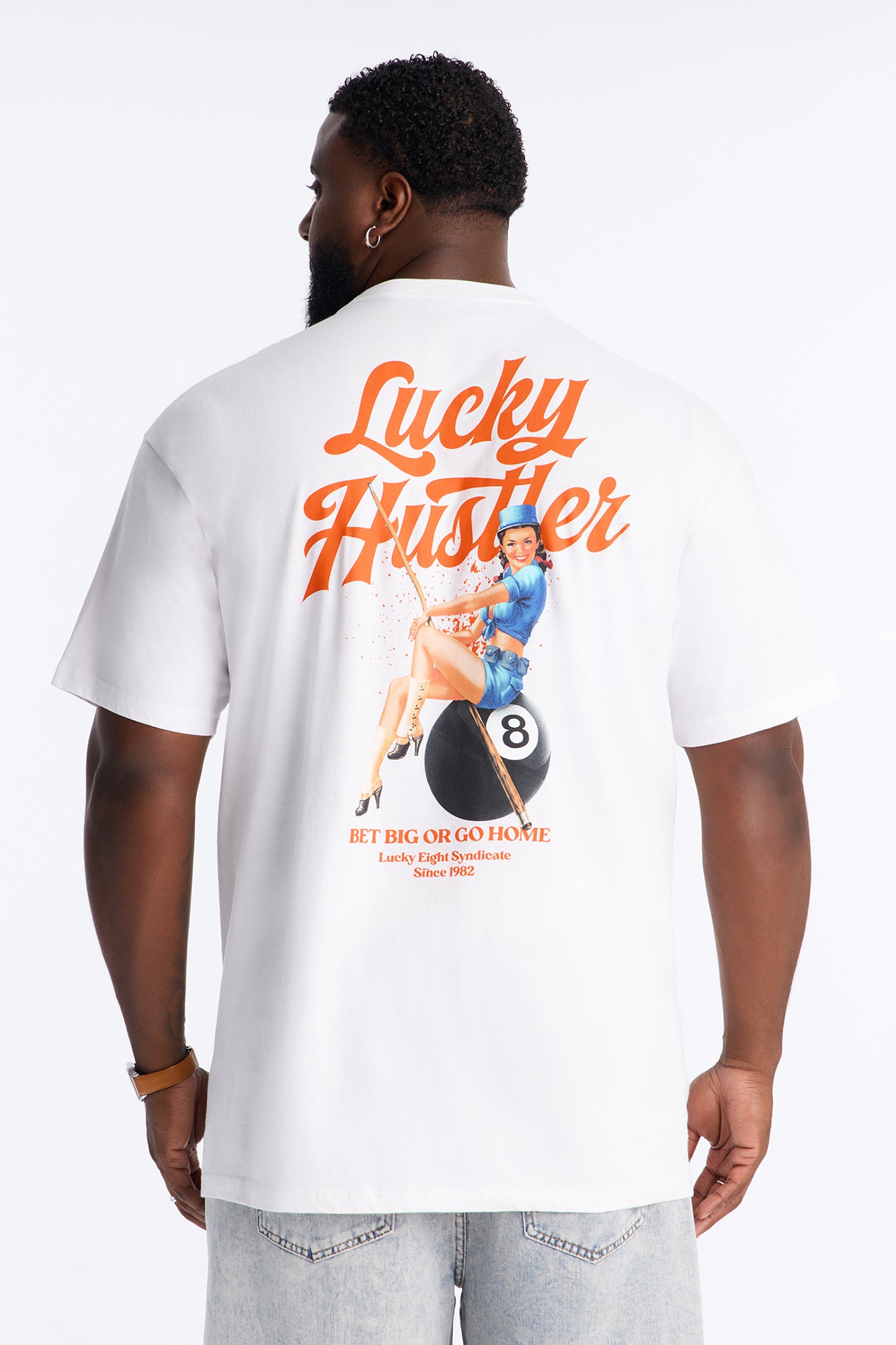 Lucky Hustler Oversized Short Sleeve Tee - White