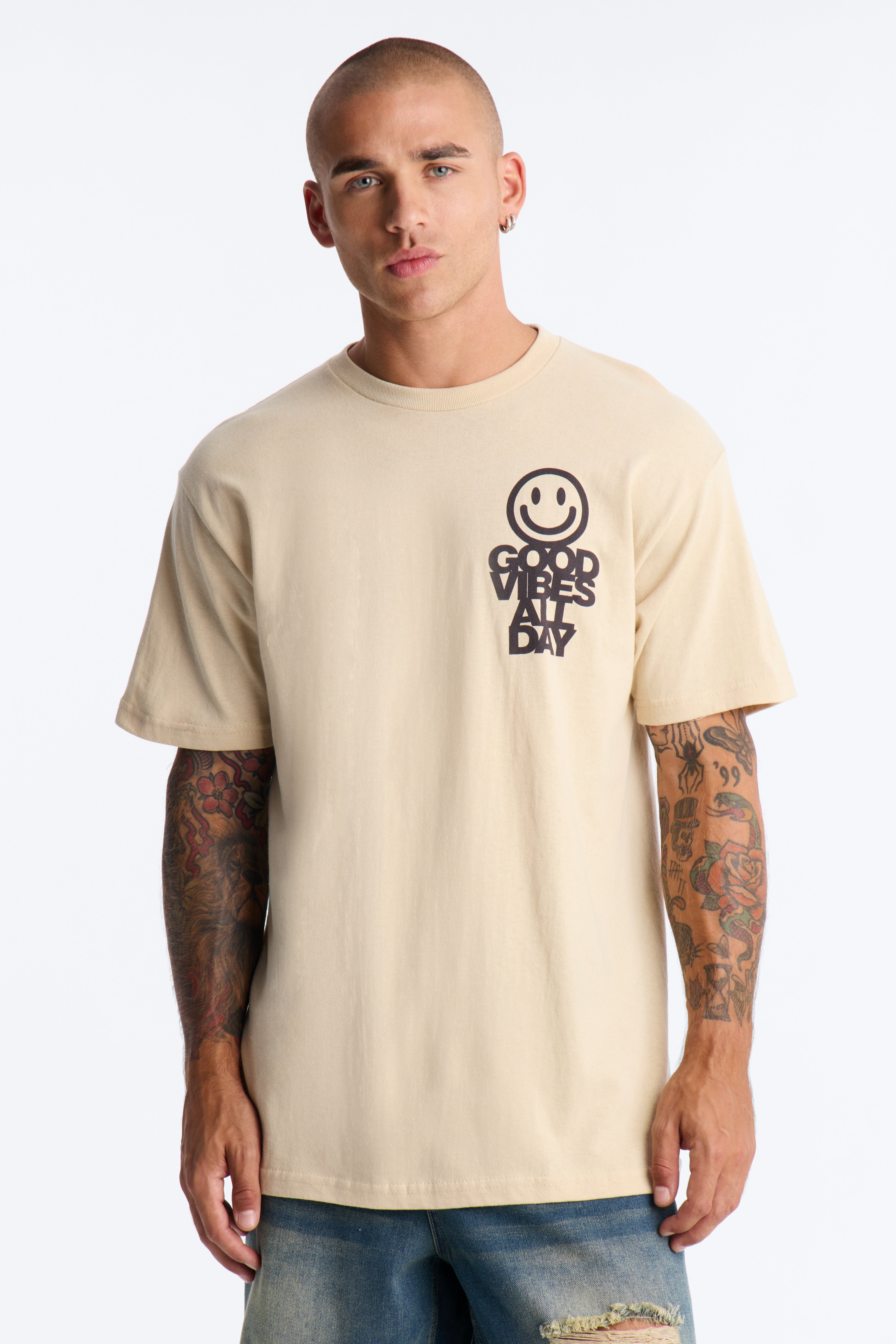 Protect Your Vibe Oversized Short Sleeve Tee - Sand