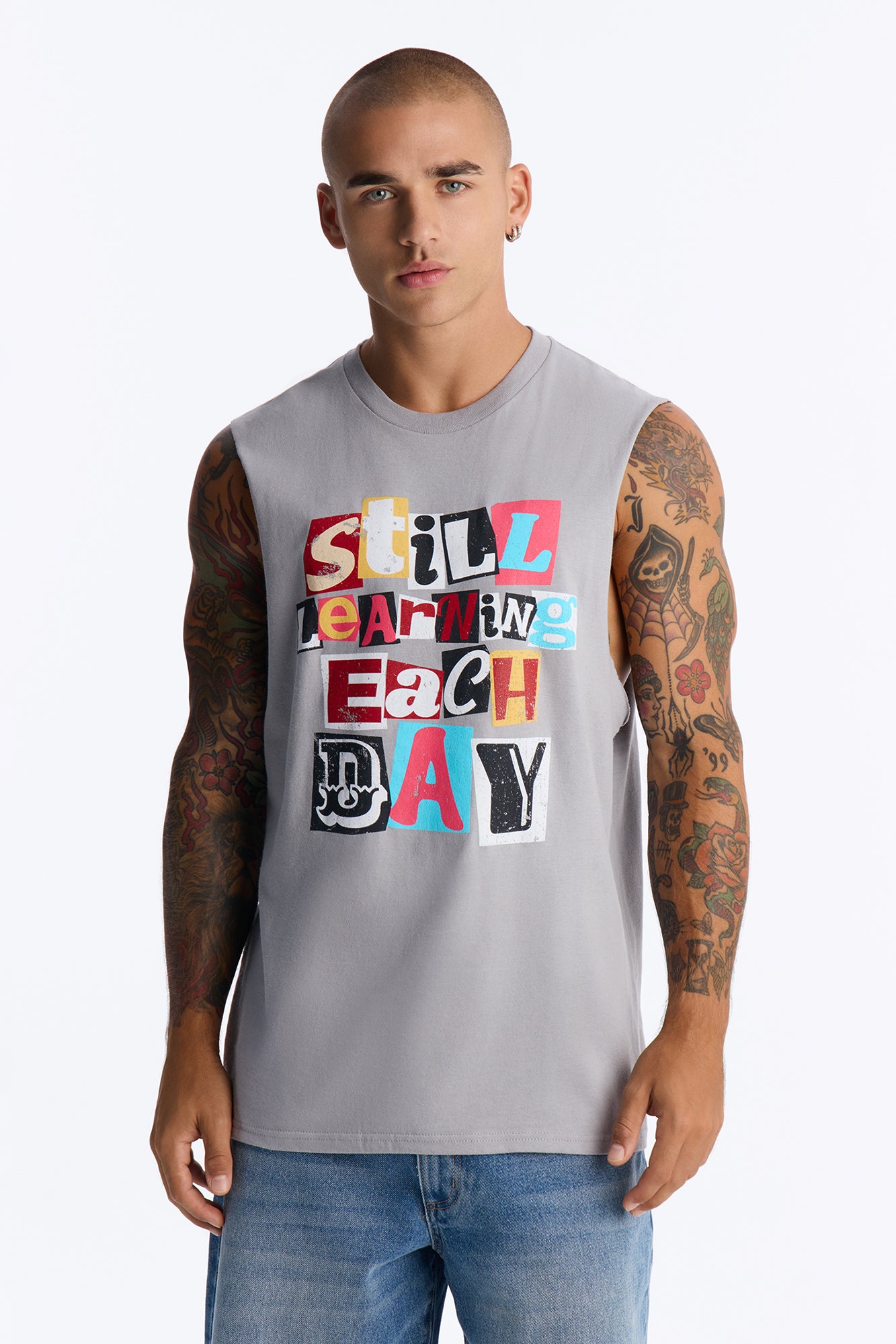 Still Learning Oversized Muscle Tee - Grey