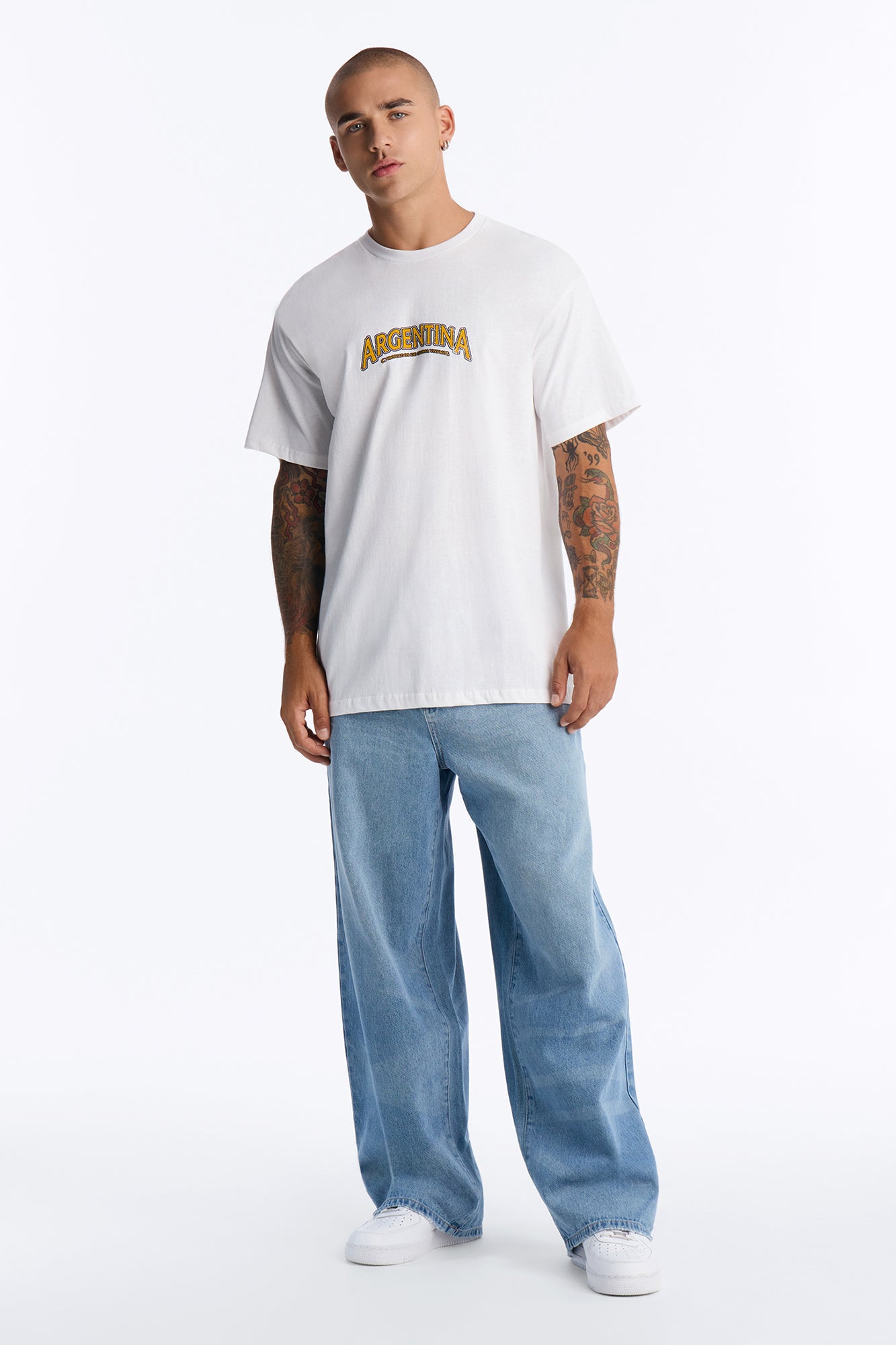 Argentina Futbol Oversized Short Sleeve Tee - White