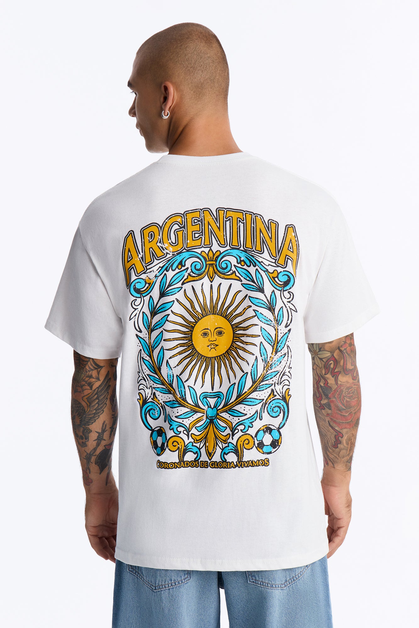 Argentina Futbol Oversized Short Sleeve Tee - White