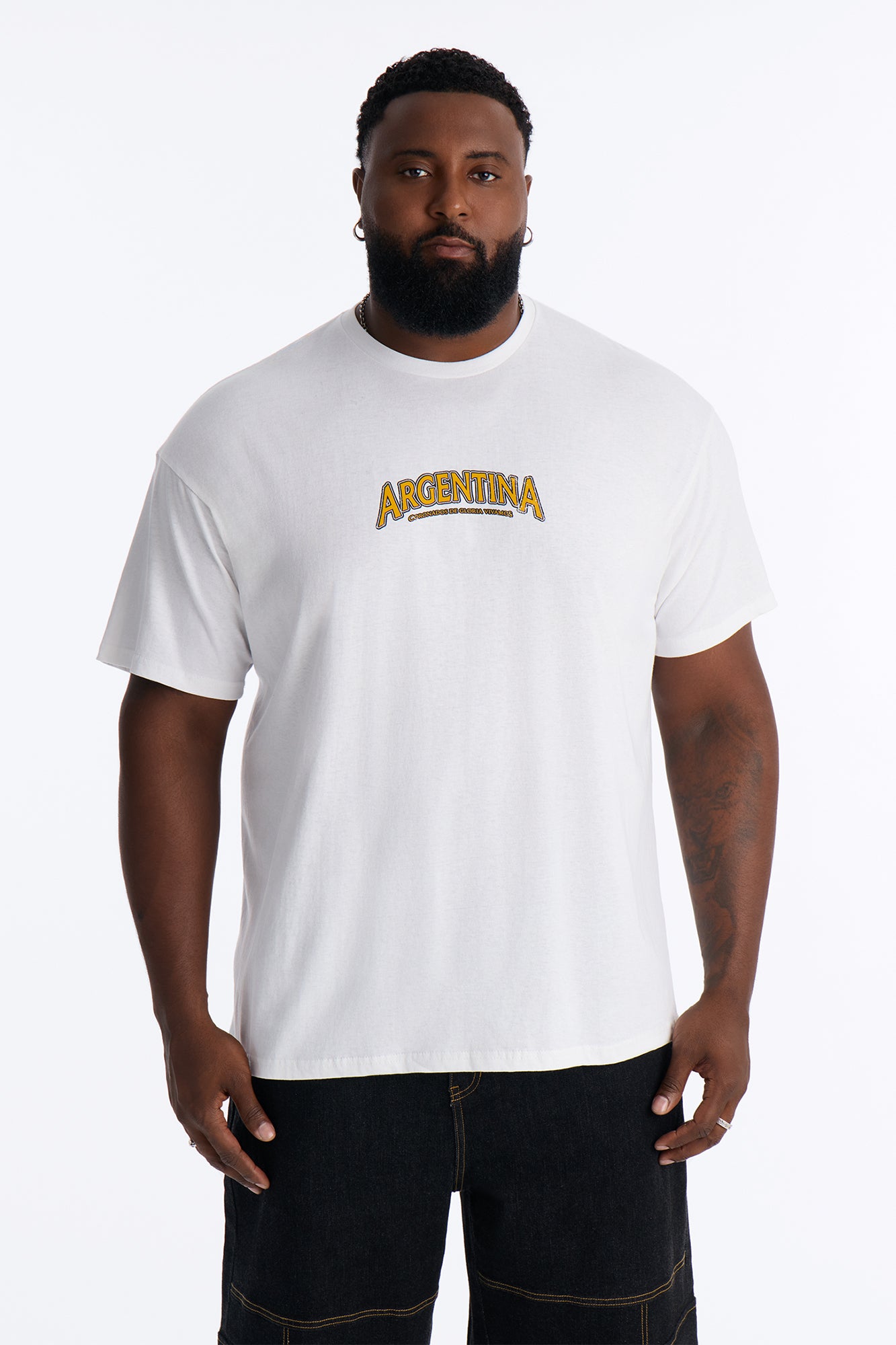 Argentina Futbol Oversized Short Sleeve Tee - White