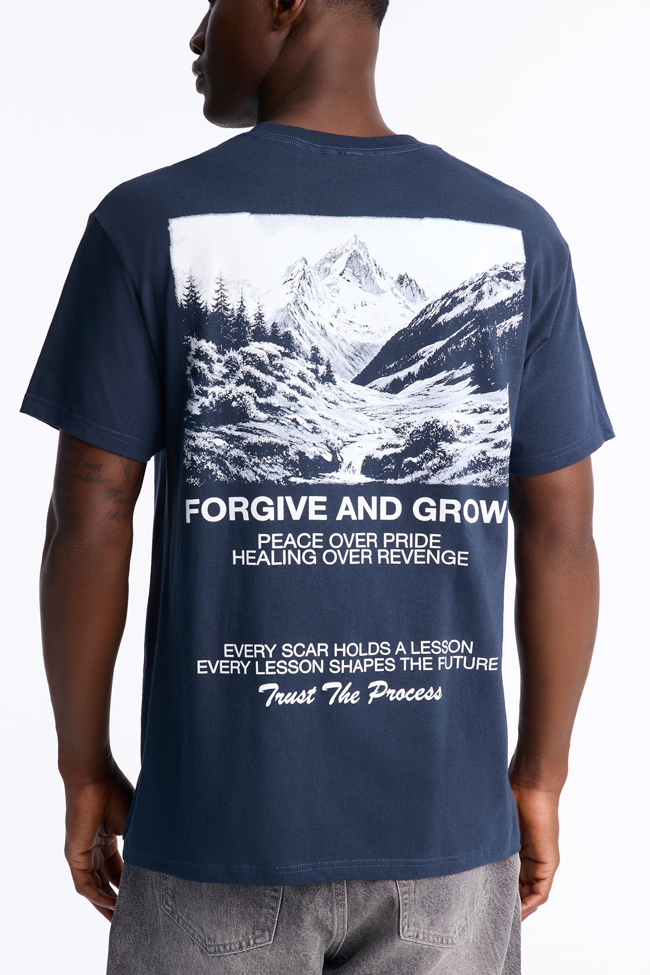 Forgive And Grow Vintage Oversized Short Sleeve Tee - Navy