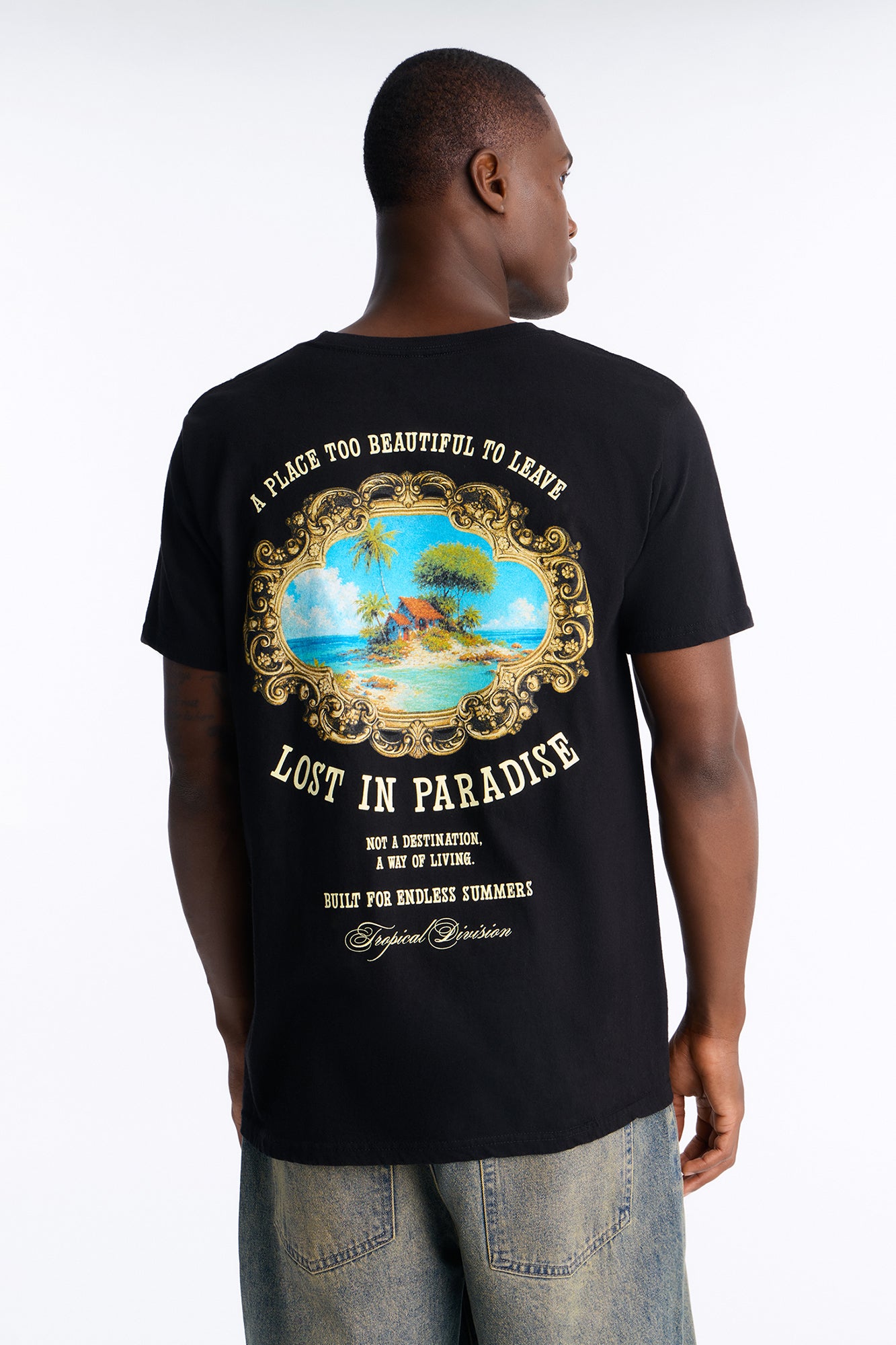 Lost In Paradise Vintage Oversized Short Sleeve Tee - Black