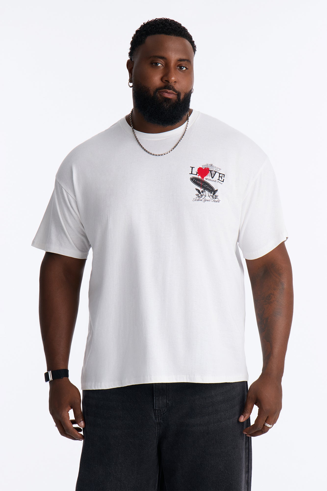 Love Without Fear Oversized Short Sleeve Tee - White