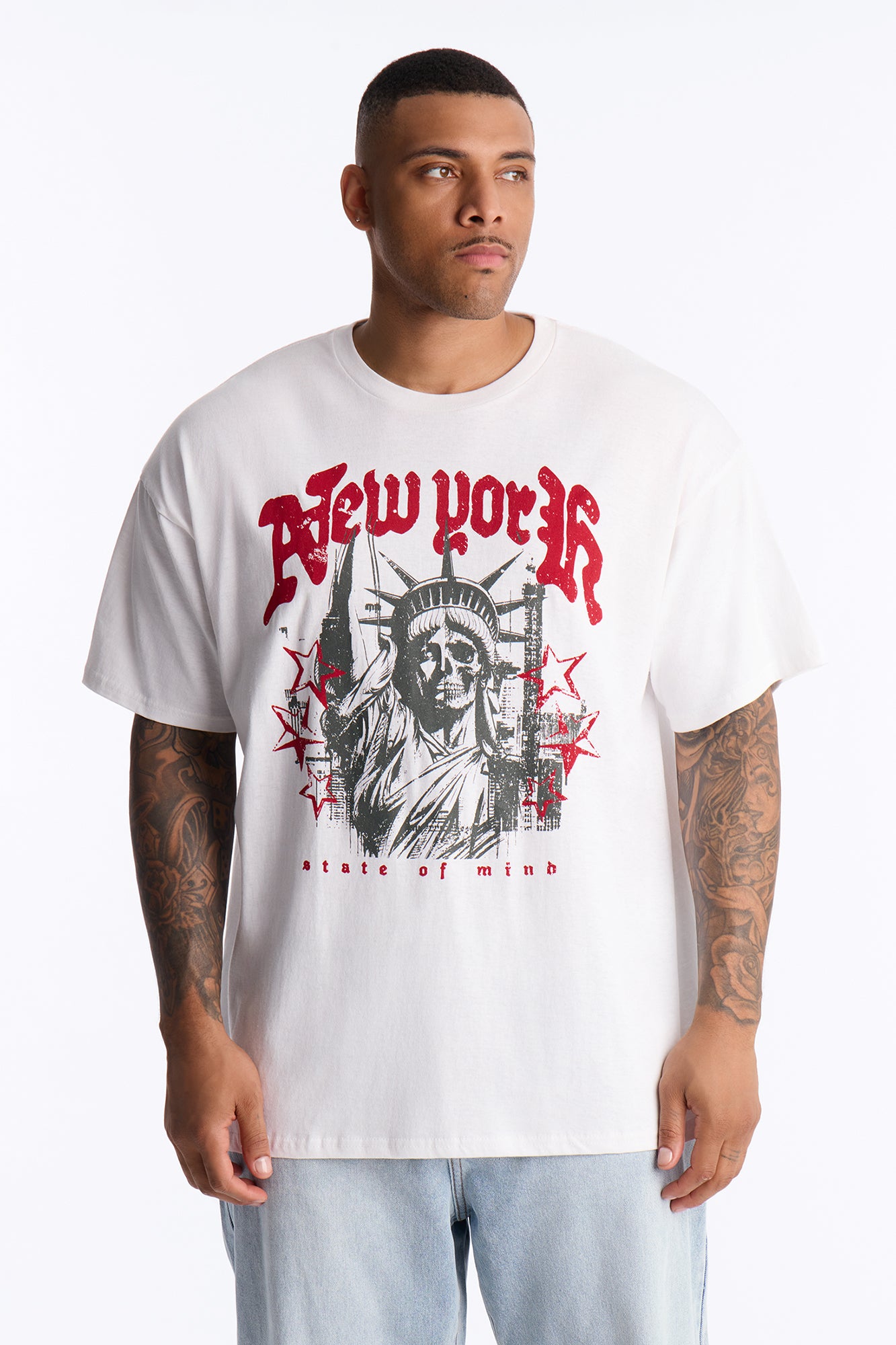 New York State Of Mind Oversized Short Sleeve Tee - White