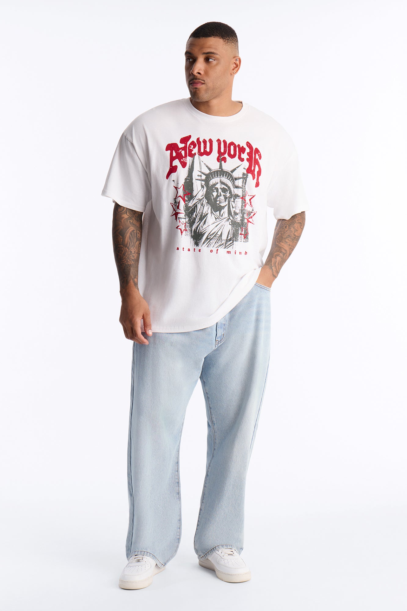 New York State Of Mind Oversized Short Sleeve Tee - White