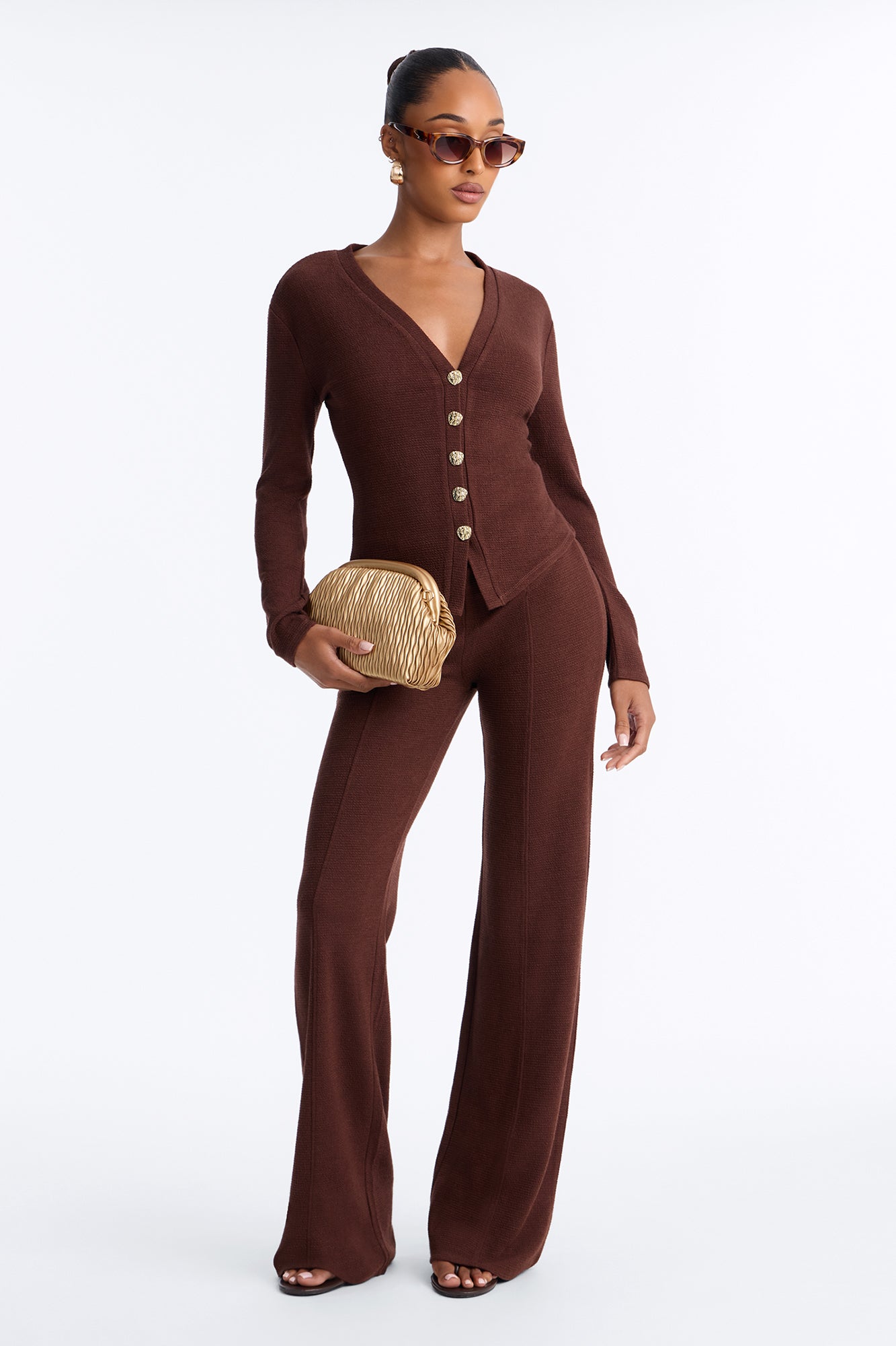 Polished Comfort Pant Set - Chocolate/Combo