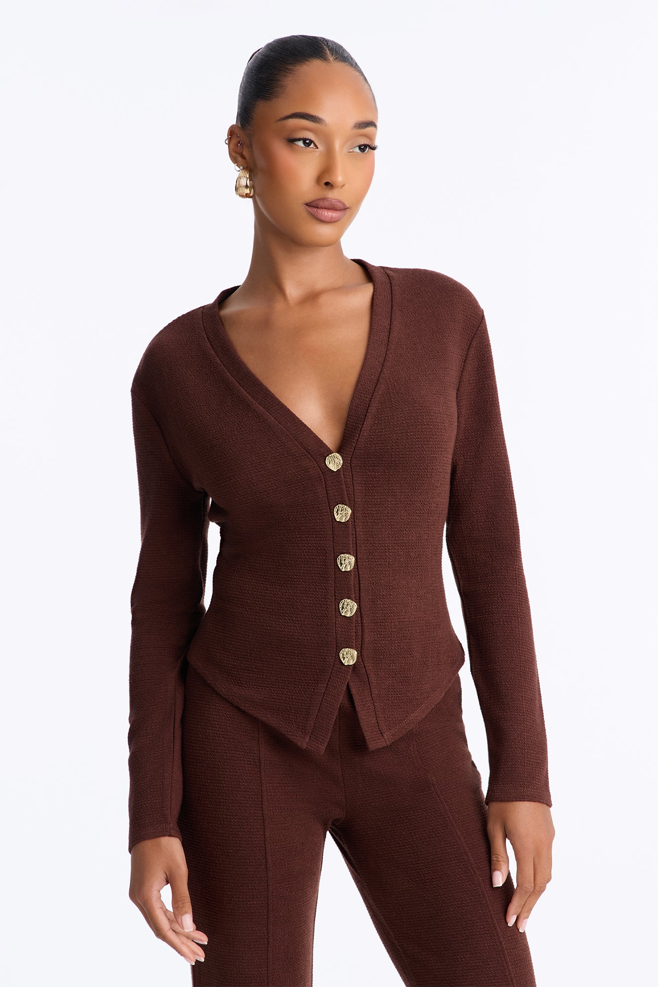 Polished Comfort Pant Set - Chocolate/Combo
