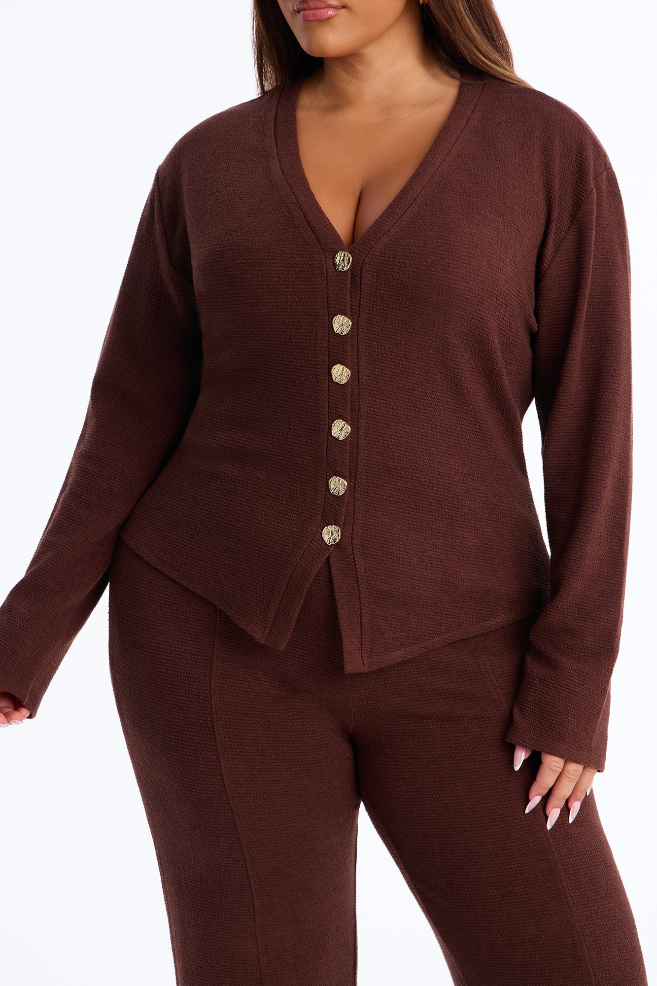 Polished Comfort Pant Set - Chocolate/Combo