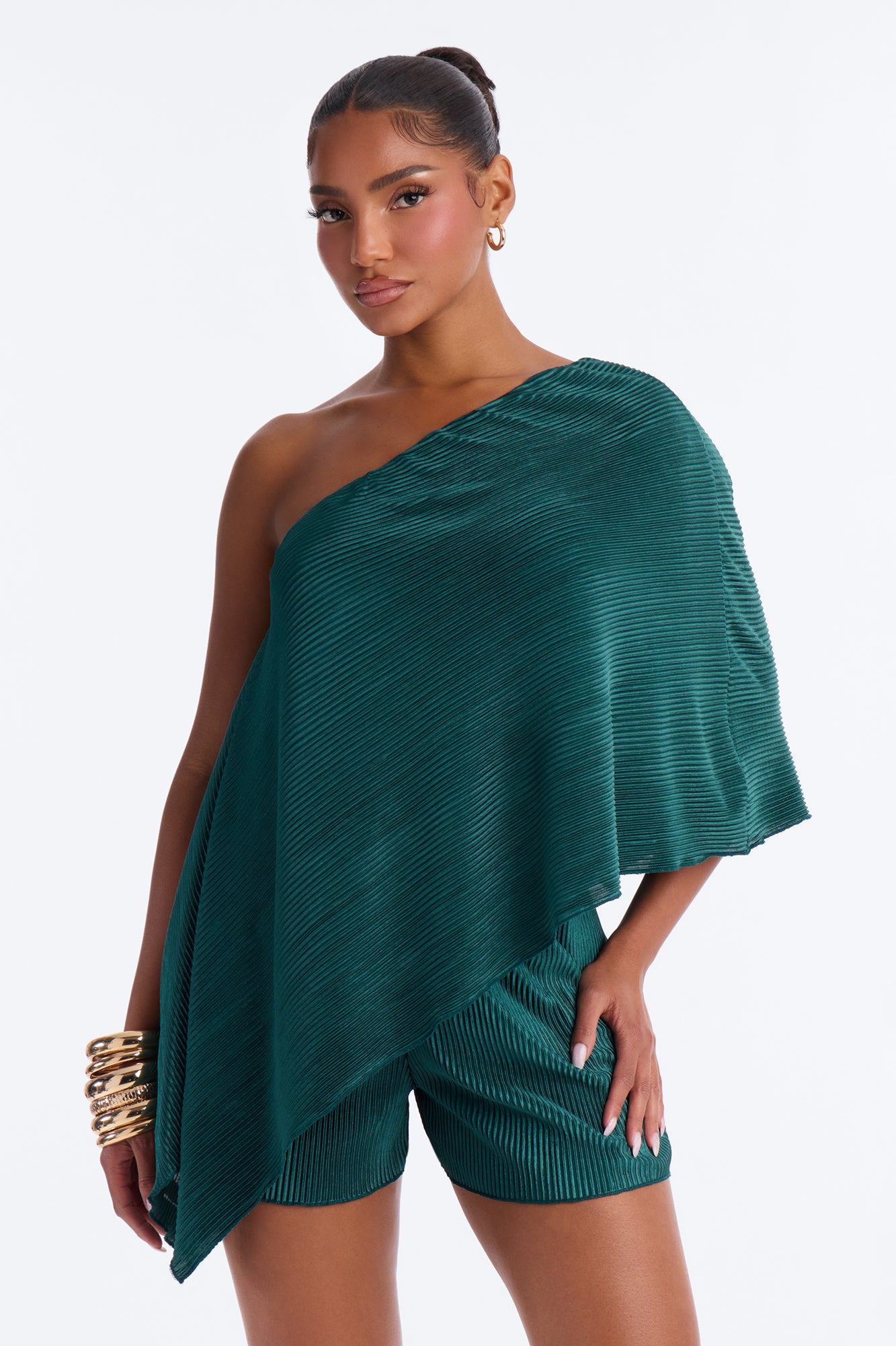 Azela Plisse Short Set - Emerald