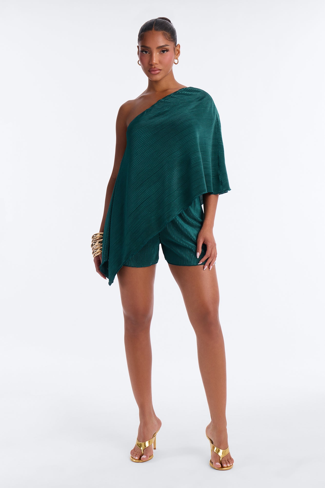 Azela Plisse Short Set - Emerald