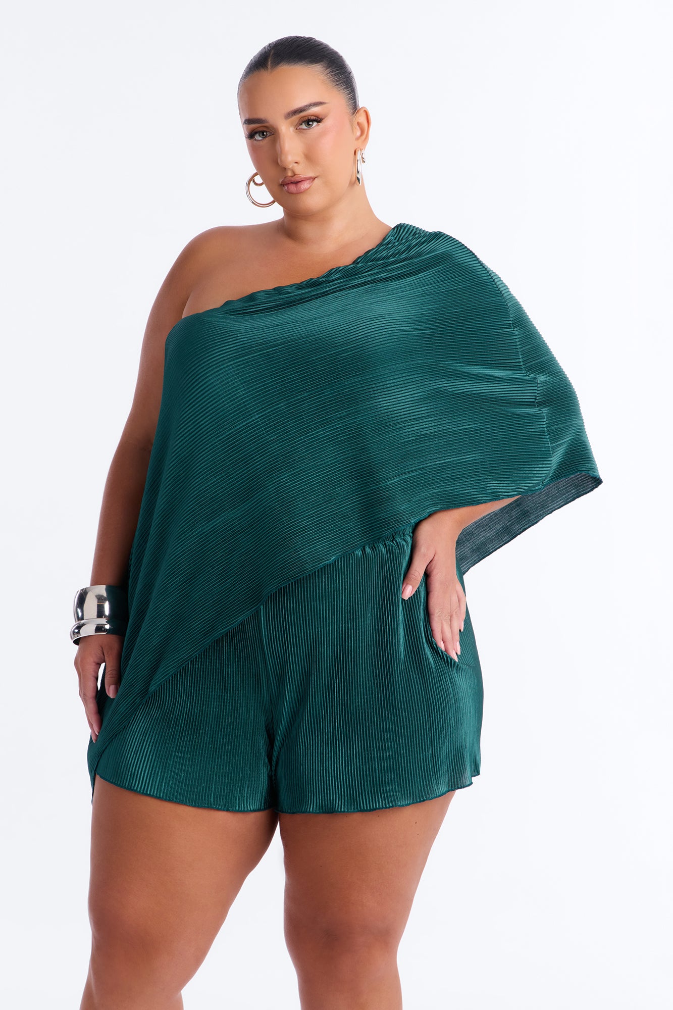 Azela Plisse Short Set - Emerald