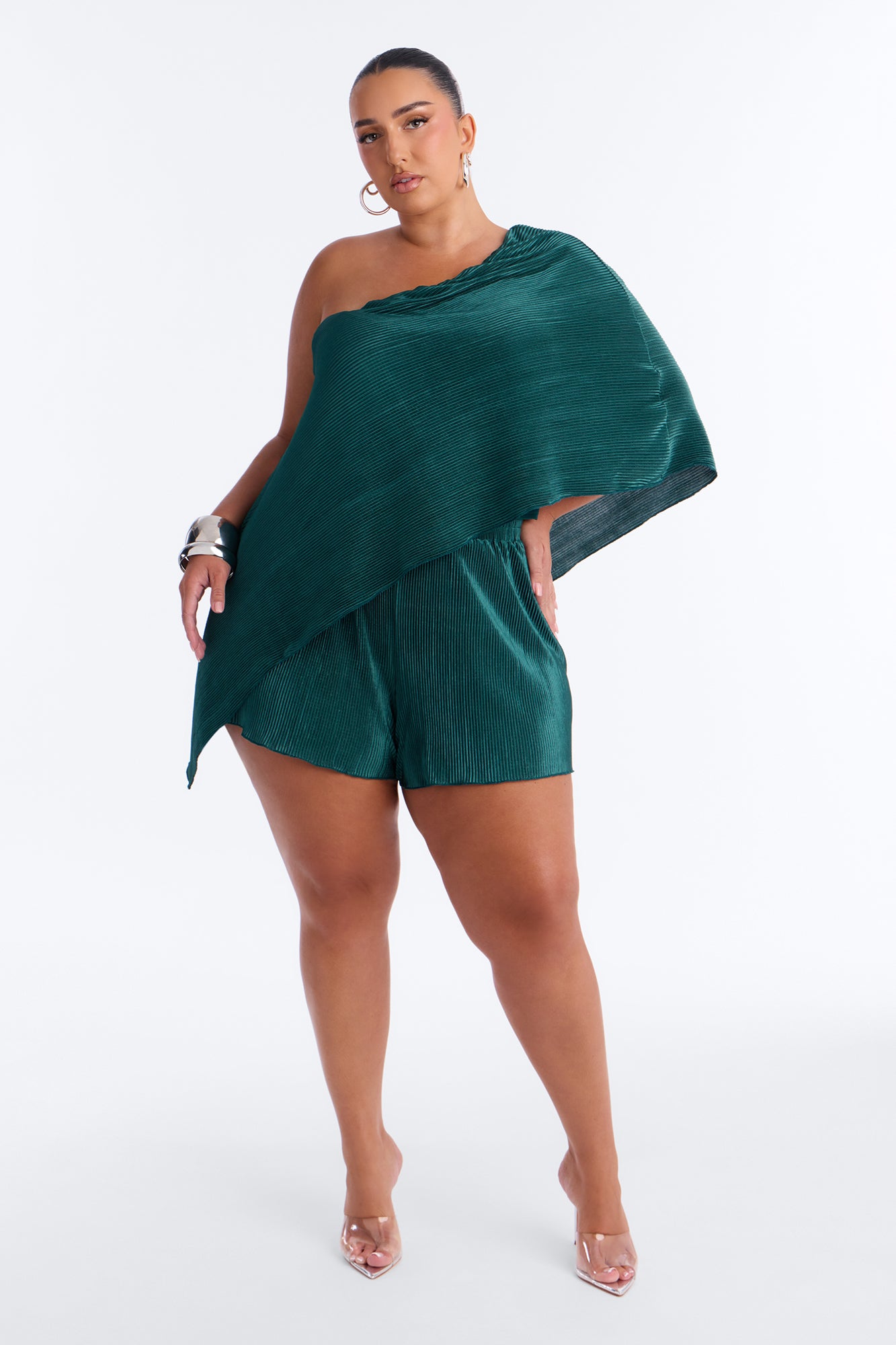 Azela Plisse Short Set - Emerald