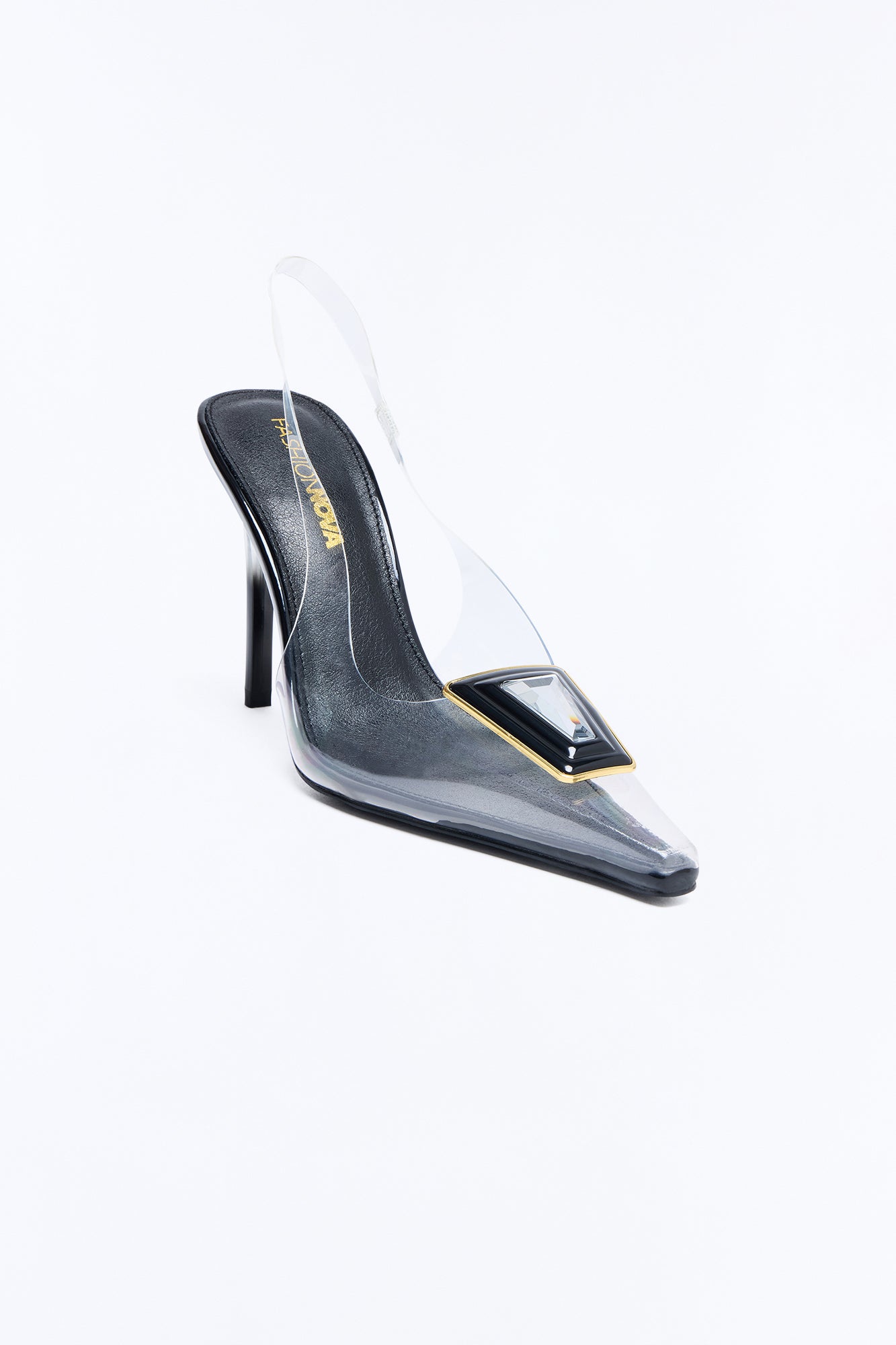 Style Choice Clear Jewel Slingback Pumps - Black
