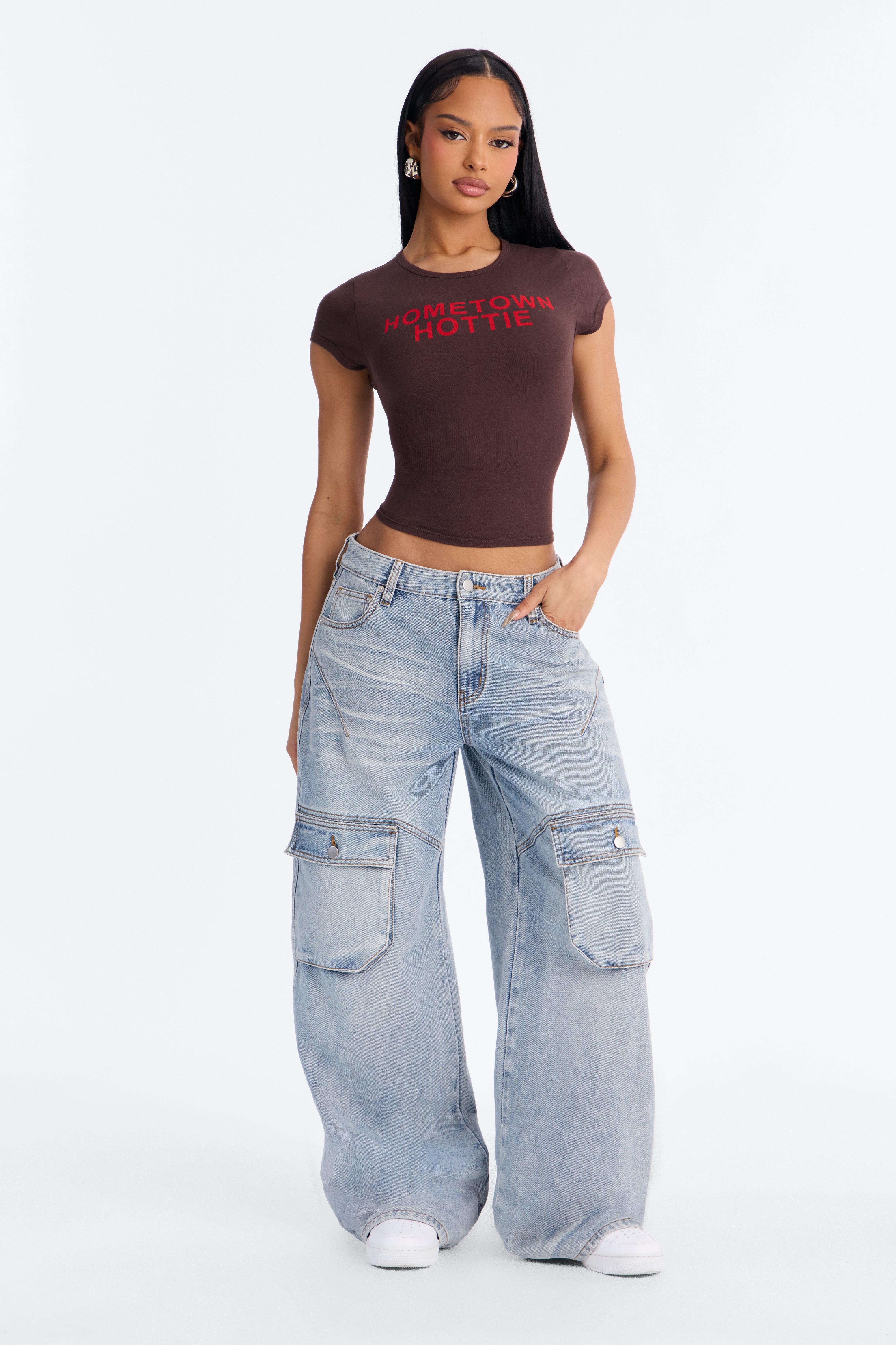 Hometown Hottie Fitted Tee - Brown