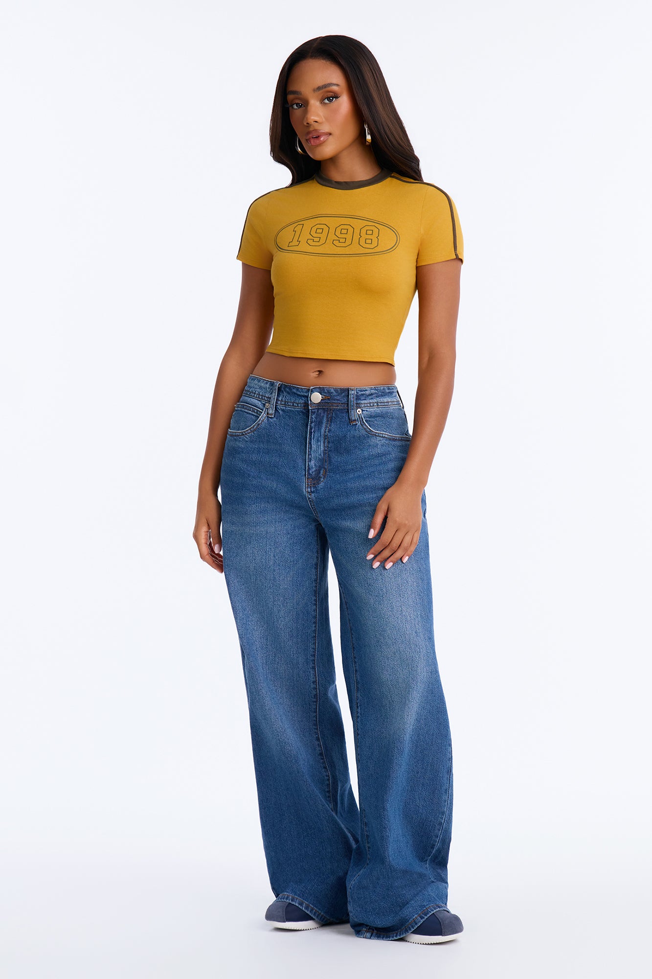 She's A 98' Baby Short Sleeve Tee - Mustard/combo