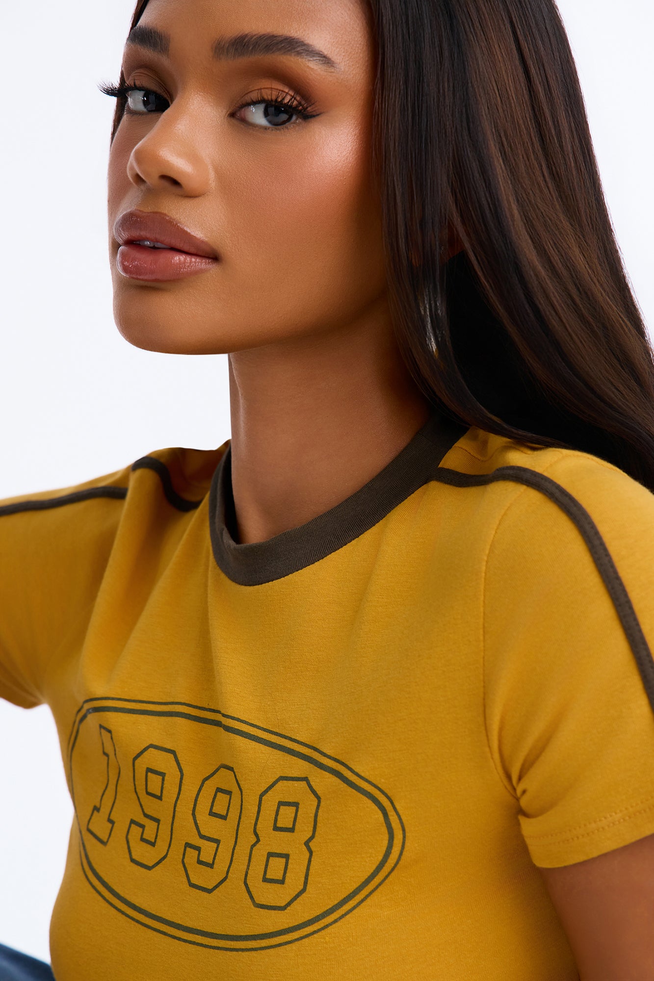 She's A 98' Baby Short Sleeve Tee - Mustard/combo