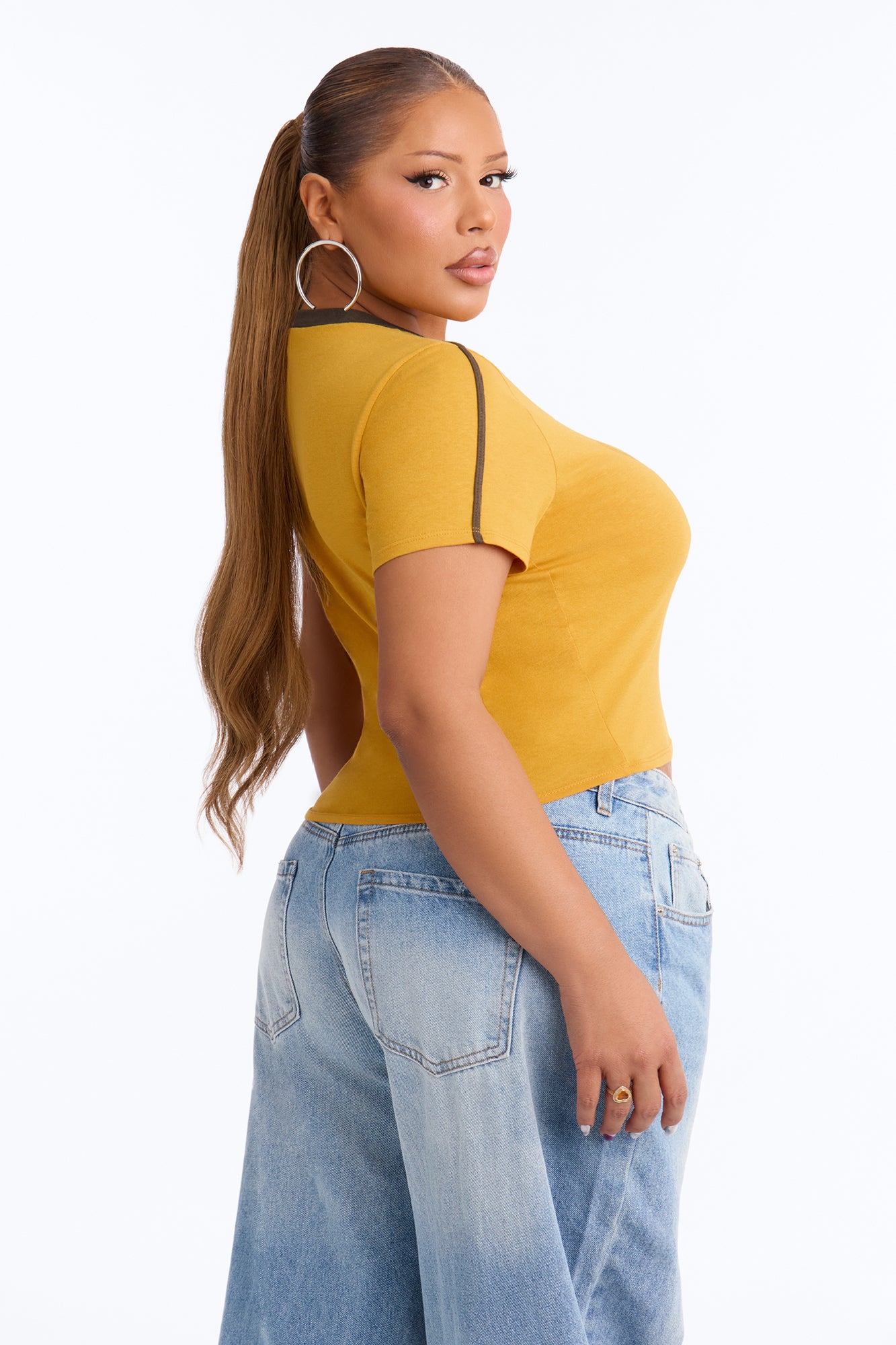 She's A 98' Baby Short Sleeve Tee - Mustard/combo
