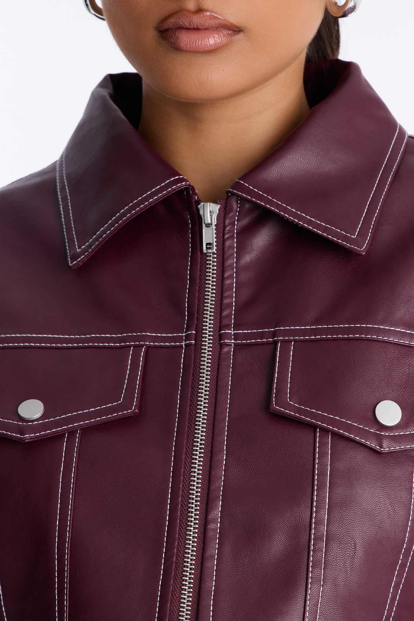 Elora Cropped Jacket - Burgundy