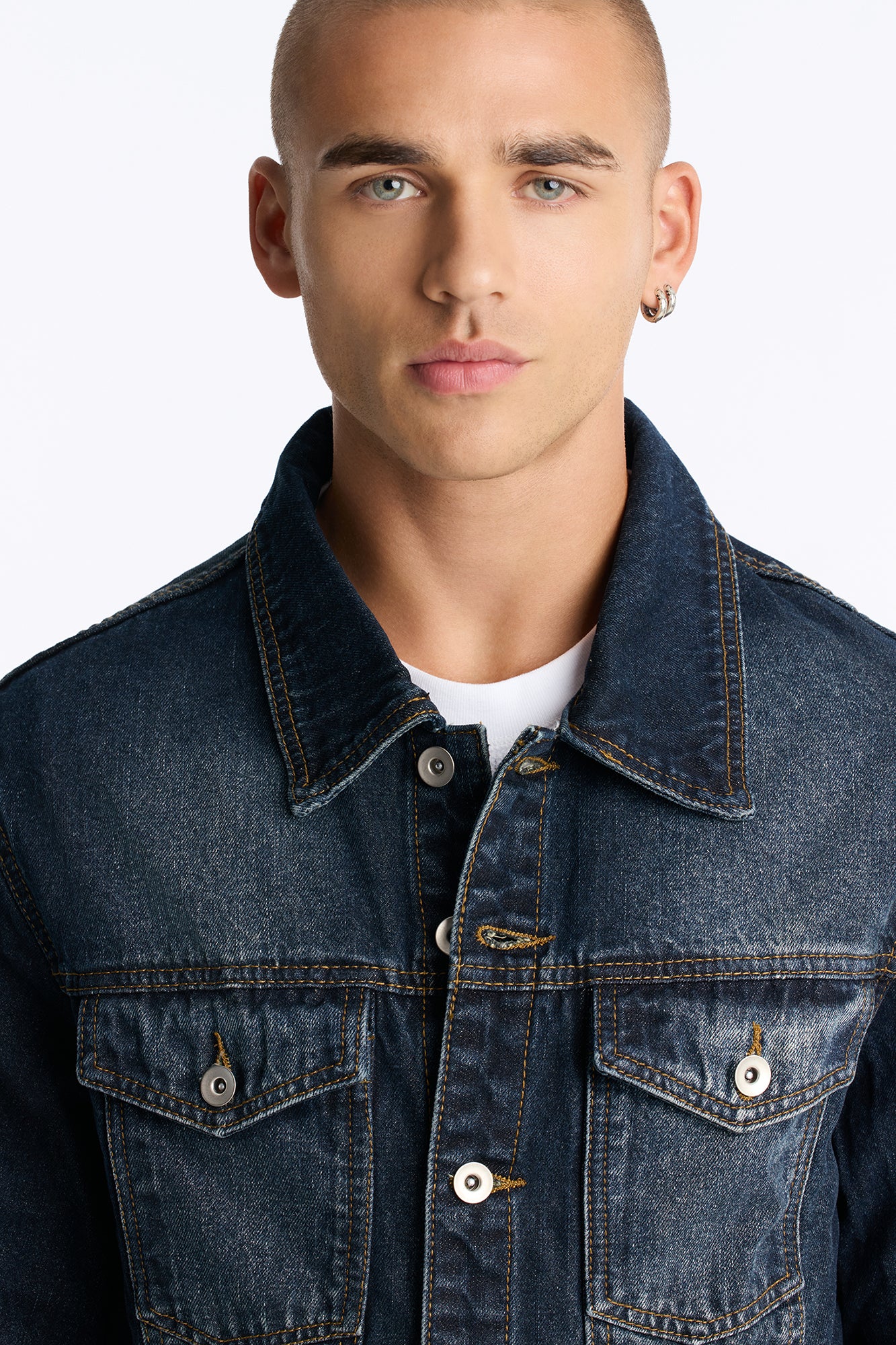 Shadow Flag Denim Trucker Jacket - Dark Wash