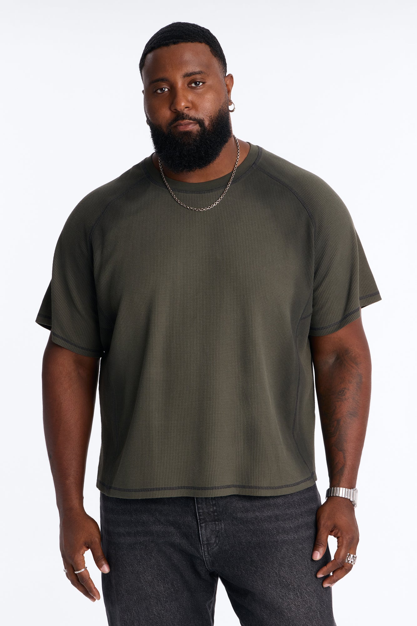 Static Edge Distressed Graphic Tee - Sage