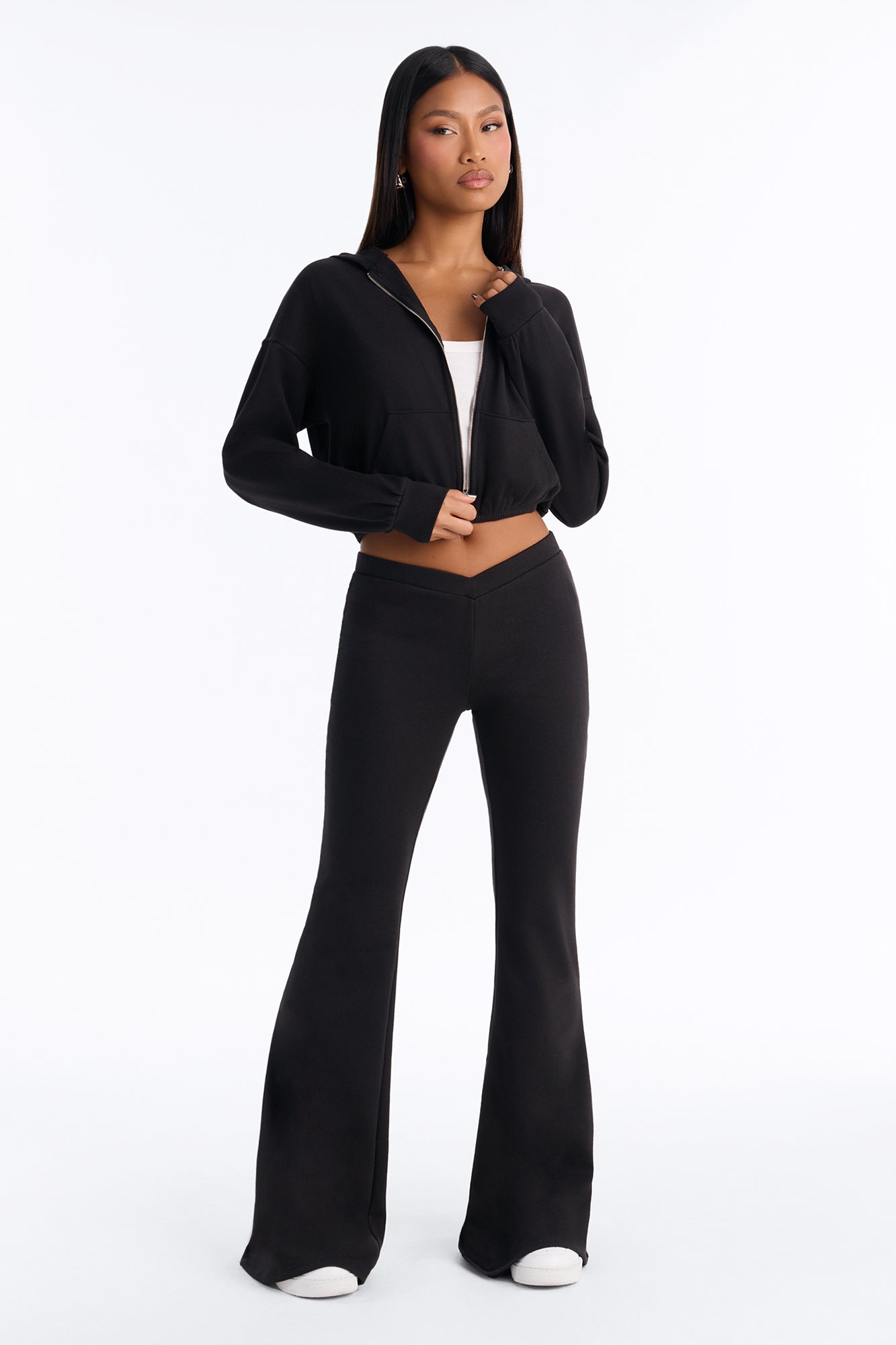 Blaire French Terry Low Rise Pant Set - Black